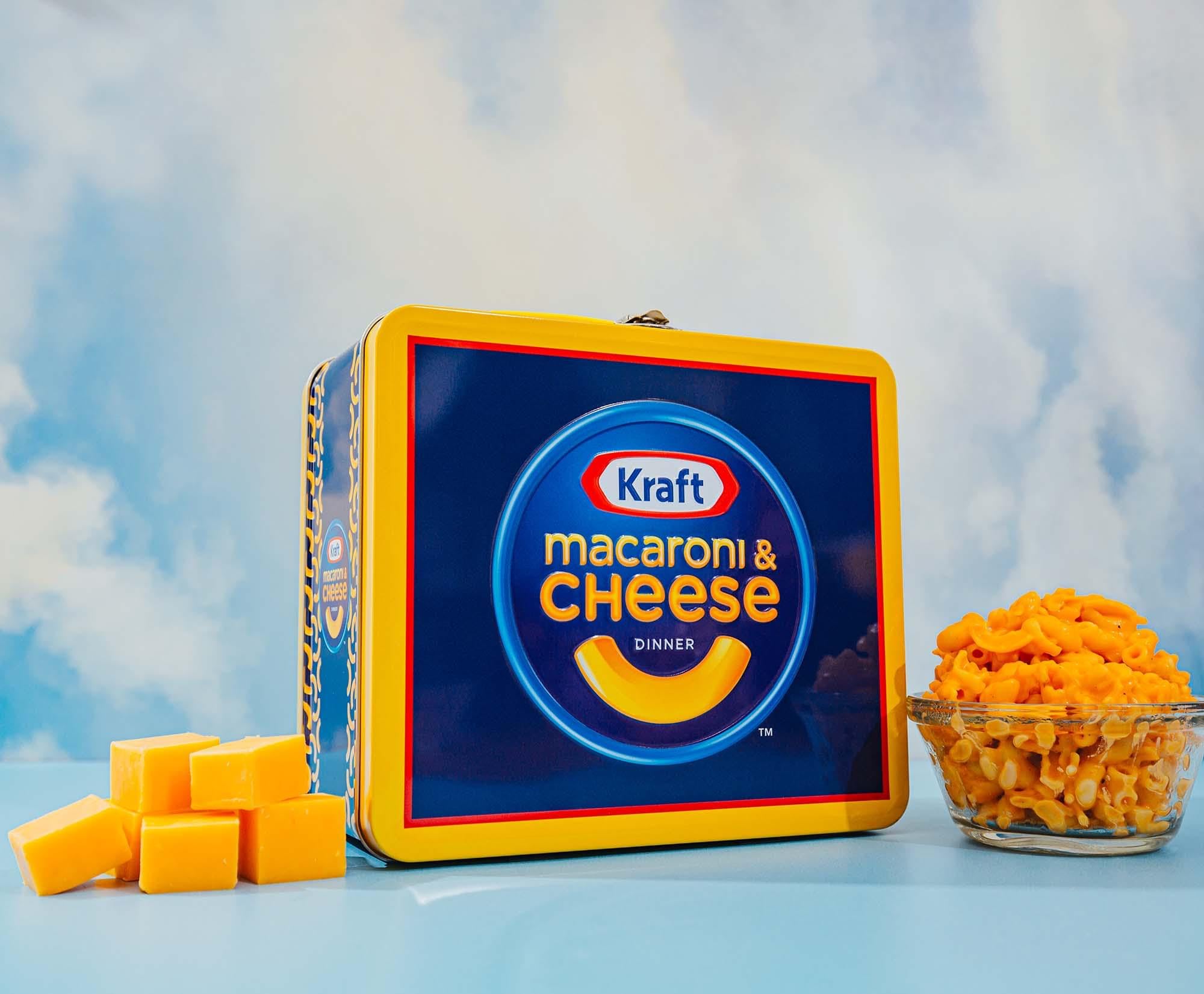 Kraft Macaroni & Cheese Retro Metal Lunch Box with Handle - Vintage Style Reusable Storage Container for School, Office & Picnics | Food Organizer & Collectible Tin Box