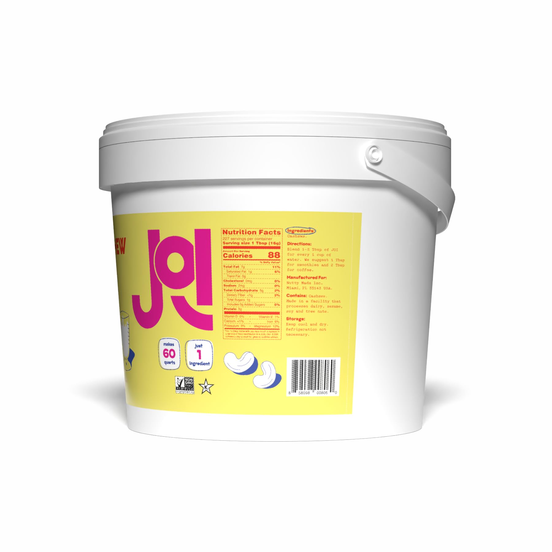 JOI Unsweetened Cashew Milk Concentrate - 60 Quarts | Vegan, Kosher, Keto-Friendly, Dairy-Free, Fat-Free | Plant-Based Milk Powder for Coffee, Baking & Smoothies | Shelf-Stable Nut Milk Alternative for Home & Office Use