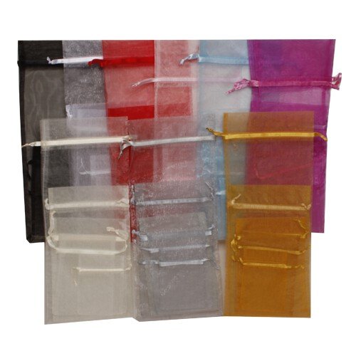 JAM Paper Sheer Organza Wine Bags - 6x14 Inch Baby Pink Pastel Gift Bags - Bulk 96 Bags per Box - Perfect for Wedding Favors, Baby Showers & Party Decorations