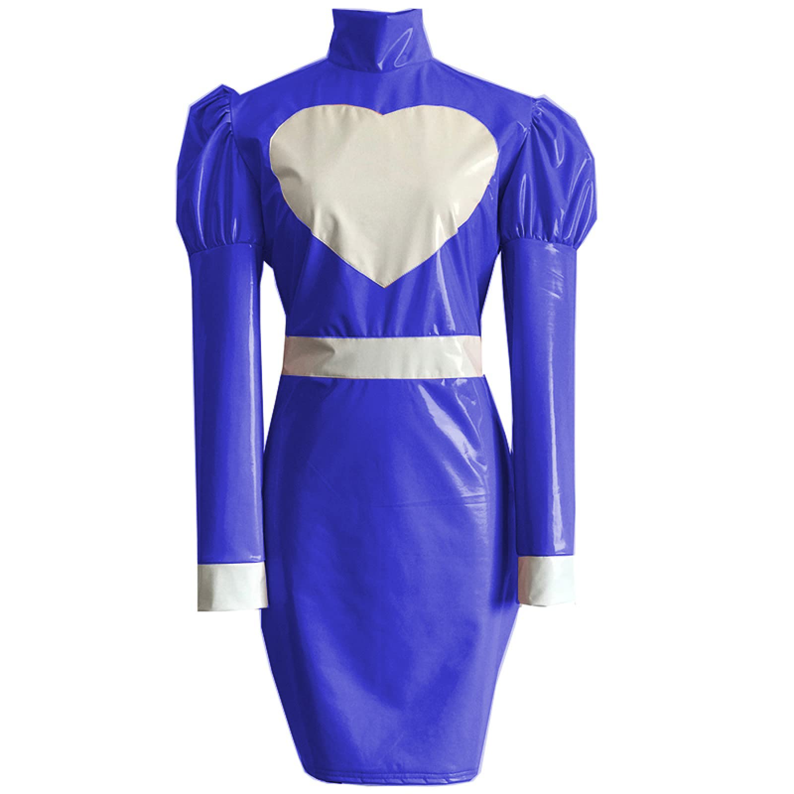 Sexy Cosplay Costume Long Sleeve Midi Dress - Gothic Uniform Outfit for Women (Plus Size, Leather & PVC Material) - Perfect for Halloween, Anime Conventions & Role Playing Parties