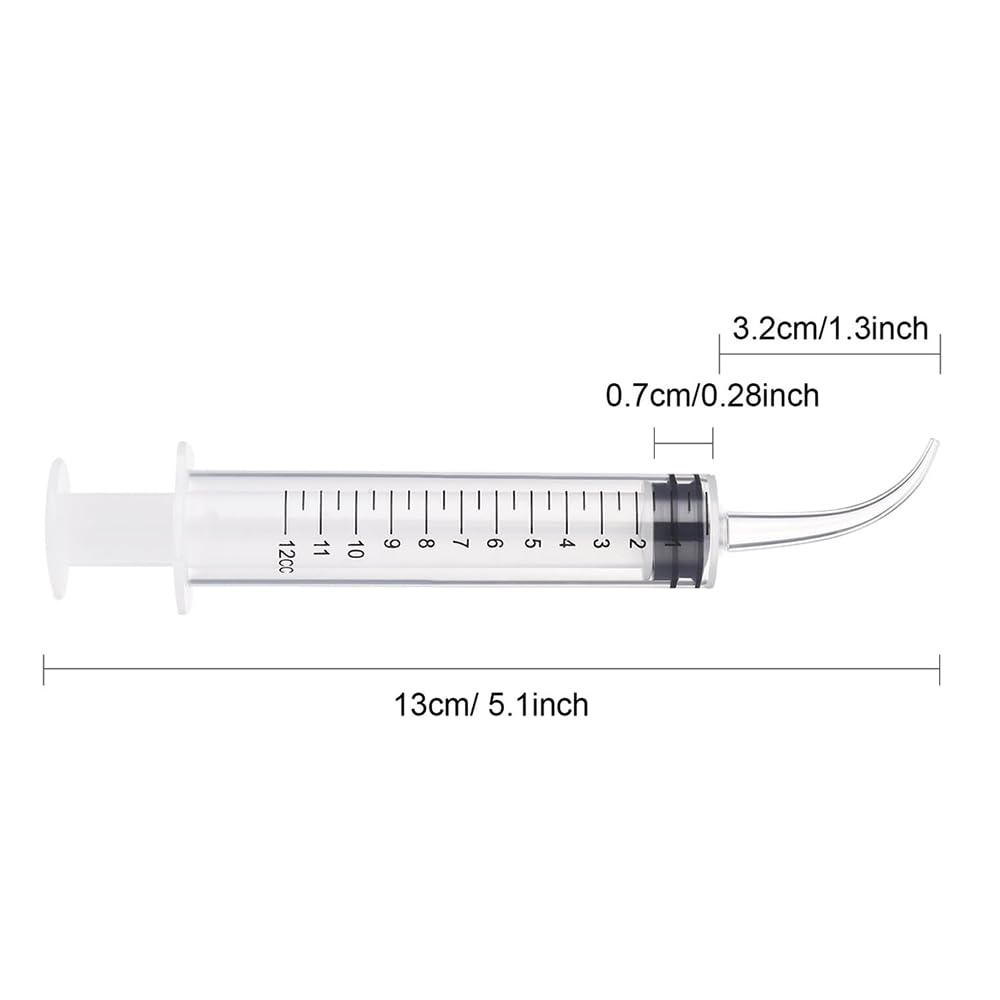 50 Pack Dental Irrigation Syringes with Curved Tip & Measurement - Oral Care Syringe for Tonsil Stones, Dentist Implants, Teeth Cleaning & Liquid Feeding - Perfect for Home Dental Care & Professional Use