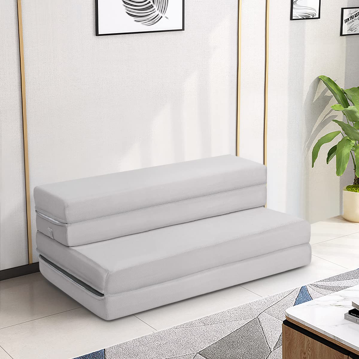 KOMFOTT 4-Inch Tri-Fold Memory Foam Mattress Twin XL Size - Removable & Washable Cover - Portable Folding Guest Bed, Sofa Bed, Camping & Travel Mattress for Home, Dorm, RV & Outdoor Use