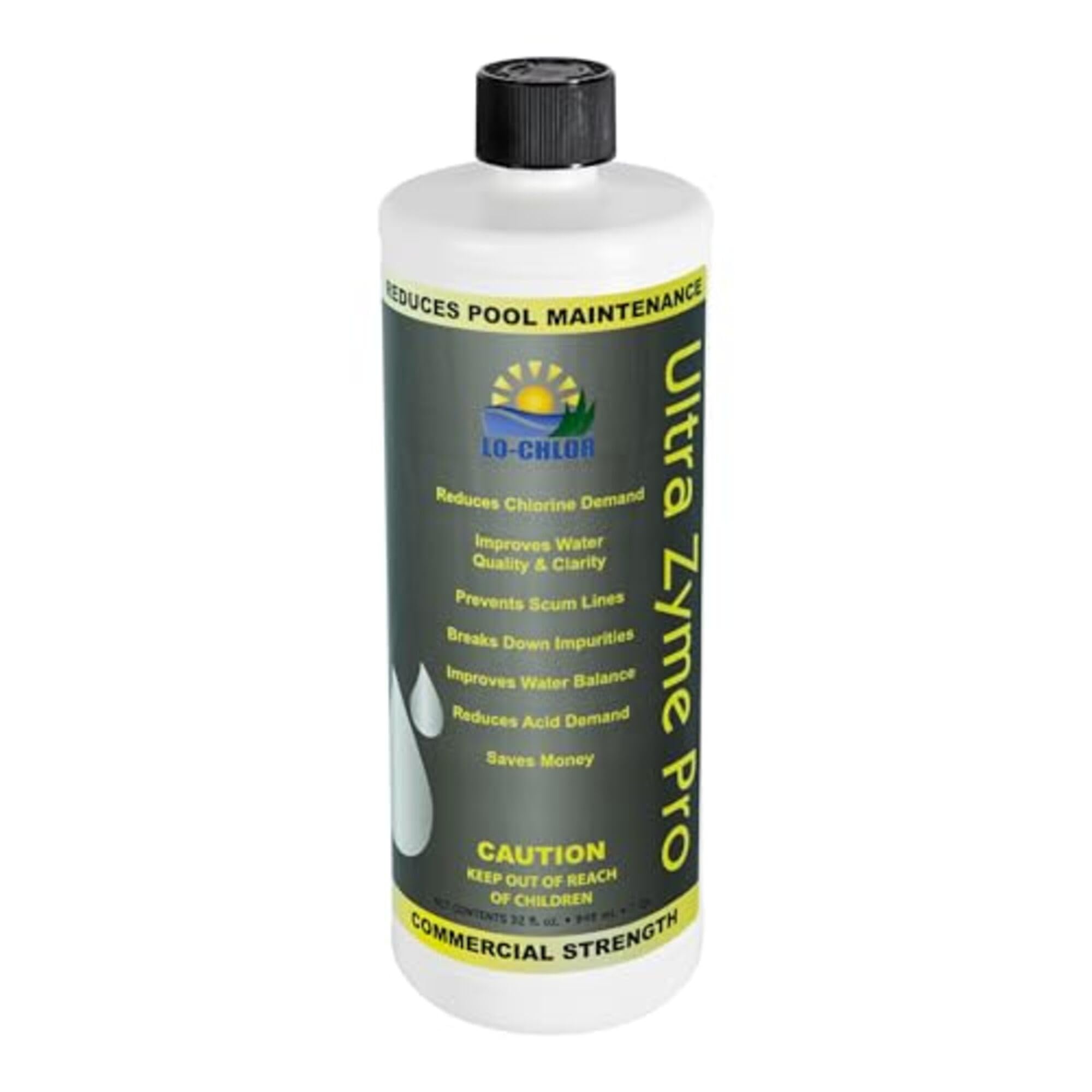 Ultra Zyme Pro Pool Enzyme Treatment - Powerful Swimming Pool Enzymes to Eliminate Scum Lines, Reduce Chlorine Demand 30-50%, Improve Water Clarity (32 Oz) for Crystal Clear Pools & Spas
