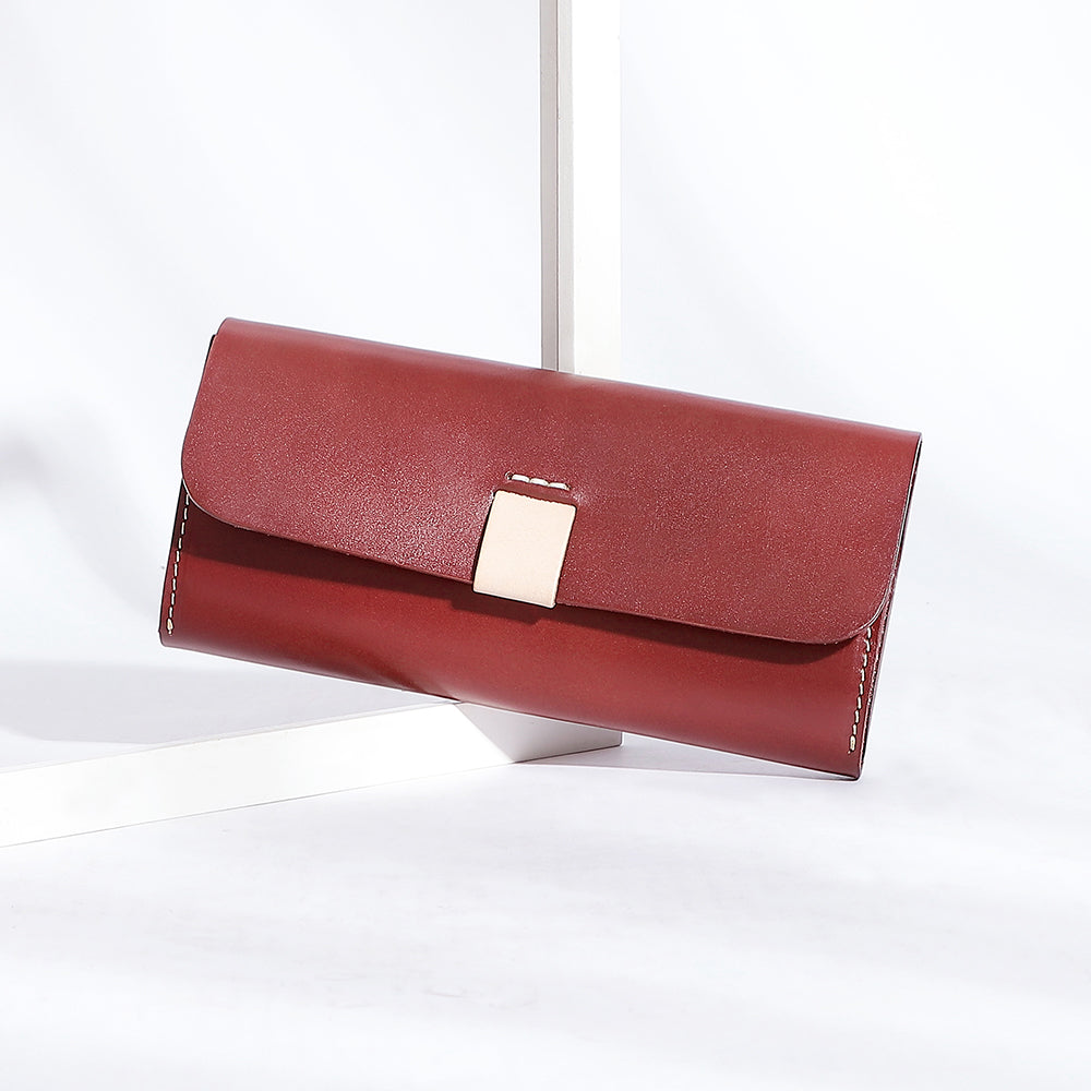 Handmade Genuine Leather Long Bifold Wallet for Women - Slim RFID Blocking Wallet with Multiple Card Slots & ID Window - Perfect for Everyday Use, Travel, and Gift Giving