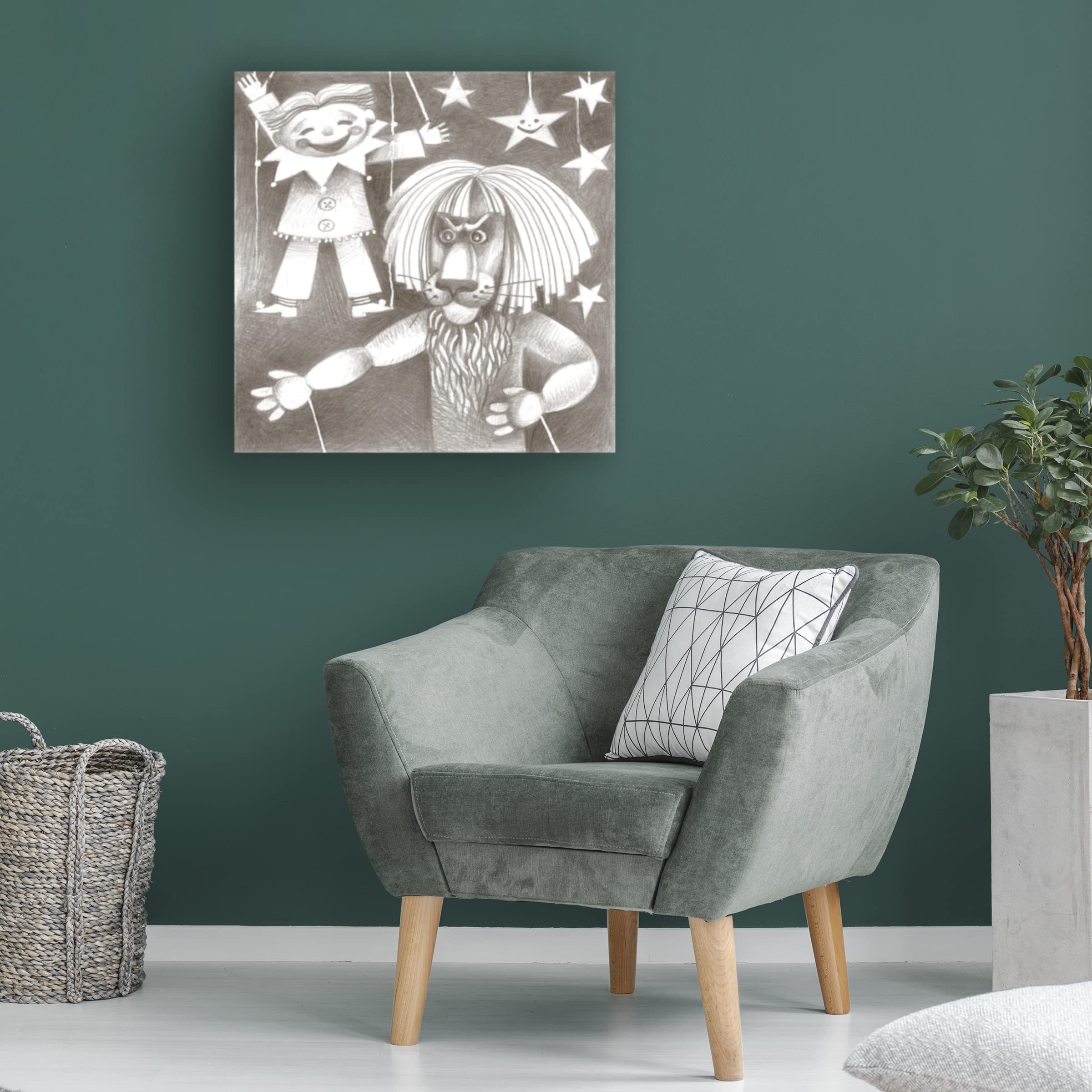 Lana Korolievskaia 'Marionettes' Canvas Wall Art Print - 18x18 Inches Modern Abstract Painting for Living Room, Bedroom & Office Decor