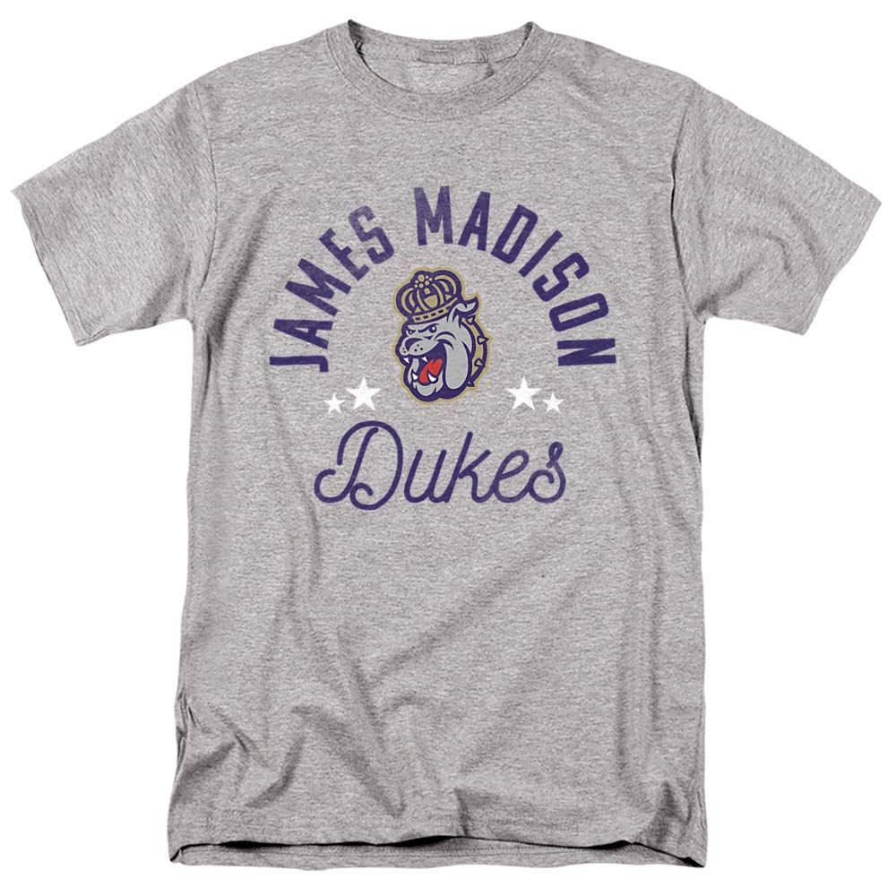 James Madison University JMU Official Dukes Unisex Adult T-Shirt - Athletic Heather - Large Size - Perfect for Game Day, Alumni Events & School Spirit Wear
