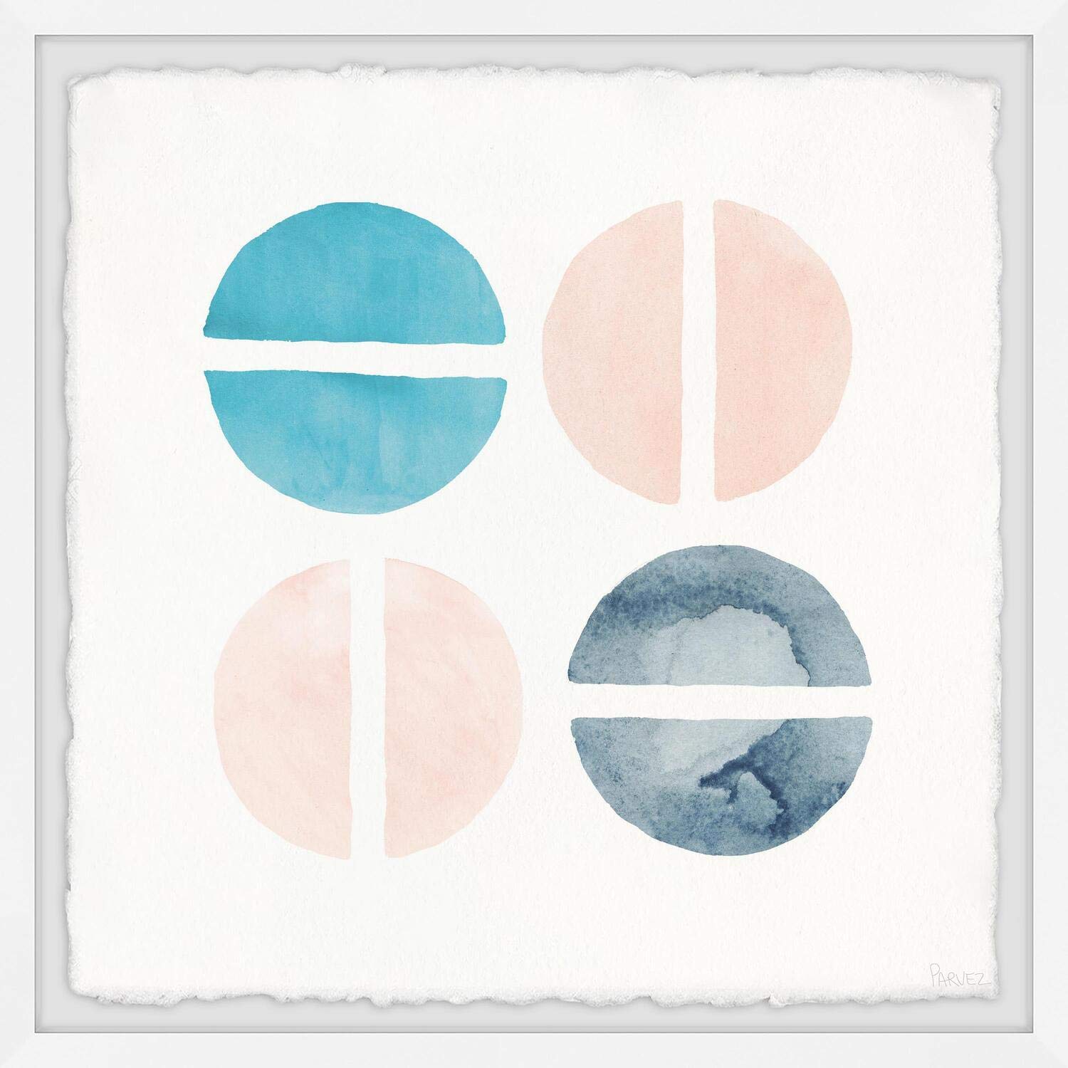 Parvez Taj Four Circle Screws Framed Wall Art Print - 12x12 Inch Modern Abstract Canvas Painting for Living Room, Bedroom & Office Decor