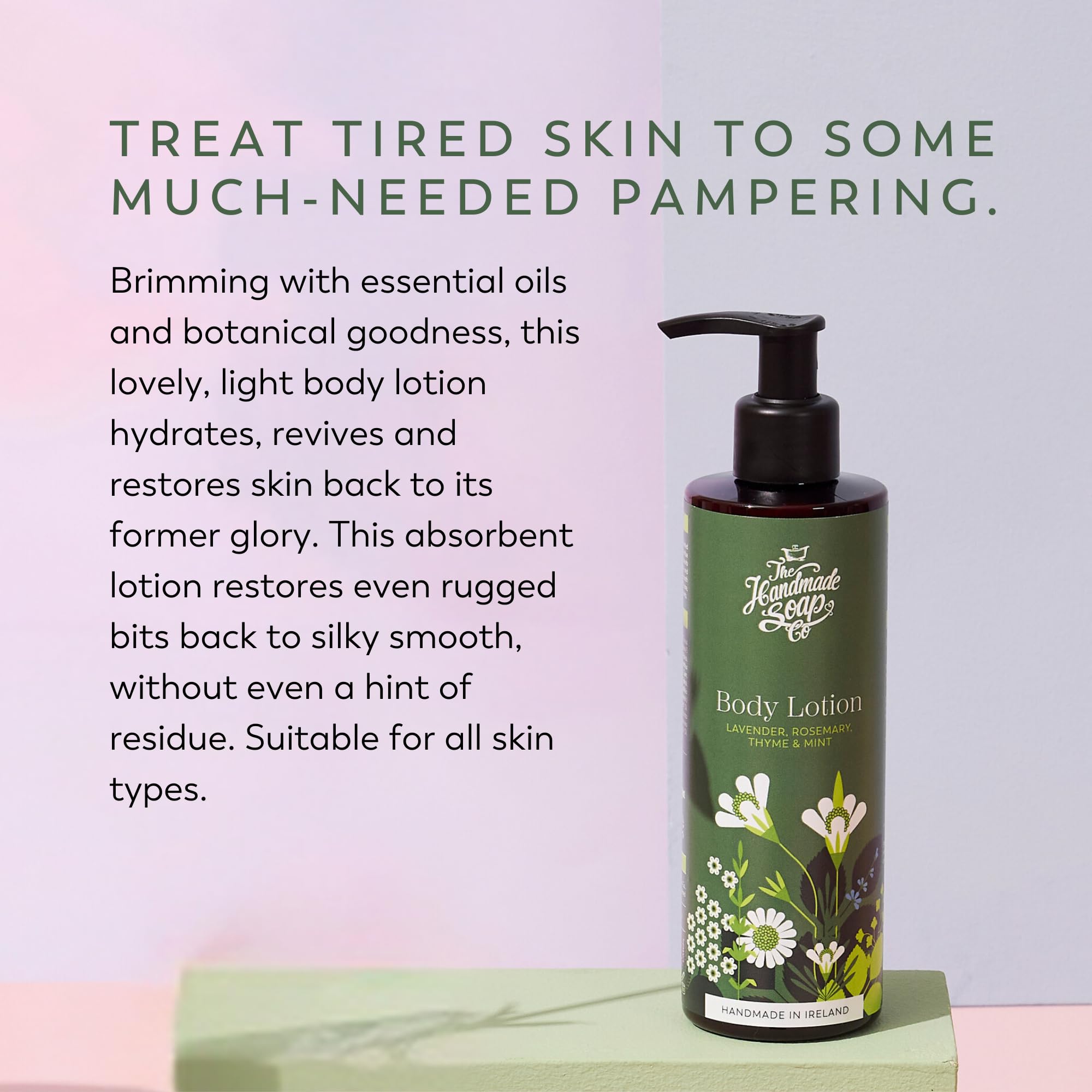 The Handmade Soap Company Lavender Rosemary Thyme & Mint Body Lotion - 8.5oz Natural Moisturizing Cream for Dry Skin - Cruelty Free Vegan Body Care - Perfect for Daily Hydration & Relaxation
