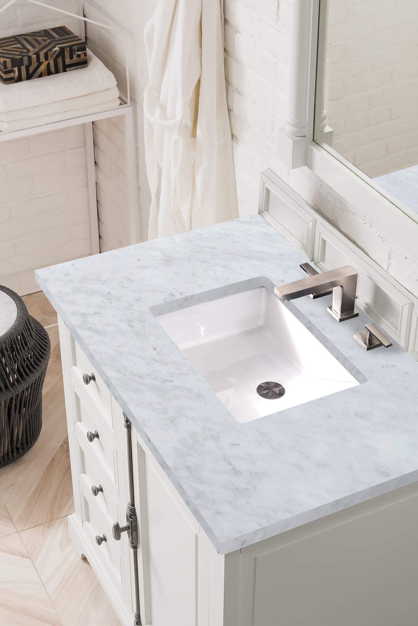 Providence 36 Inch White Bathroom Vanity with 3CM Carrara Marble Top - Perfect for Modern Master Bath & Powder Room Remodeling