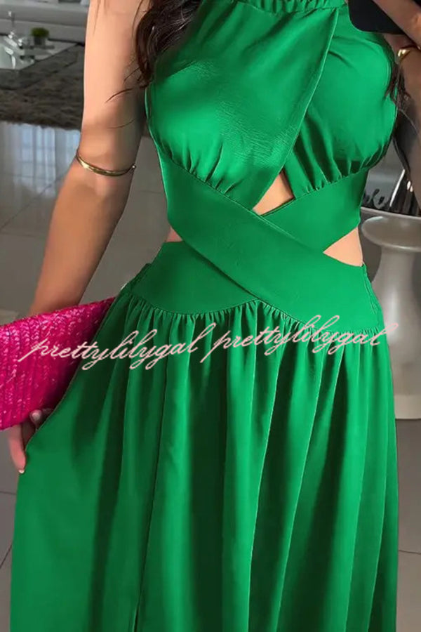 Elegant Solid Color Sexy Cross Tie Backless Maxi Dress for Women - Perfect for Beach Vacations, Summer Parties & Date Nights