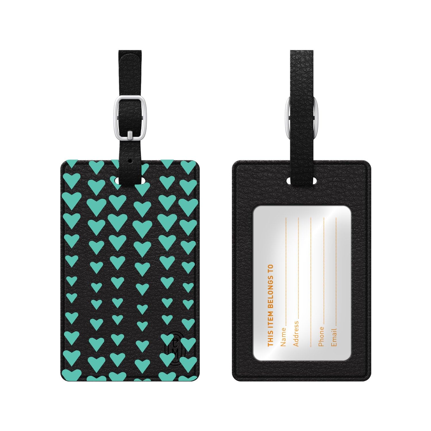 OTM Essentials Artist Series Faux Leather Luggage Tag - Falling Hearts Design - Personalized Travel ID Tag for Suitcases, Bags & Backpacks - Perfect for Air Travel, Vacation & Business Trips