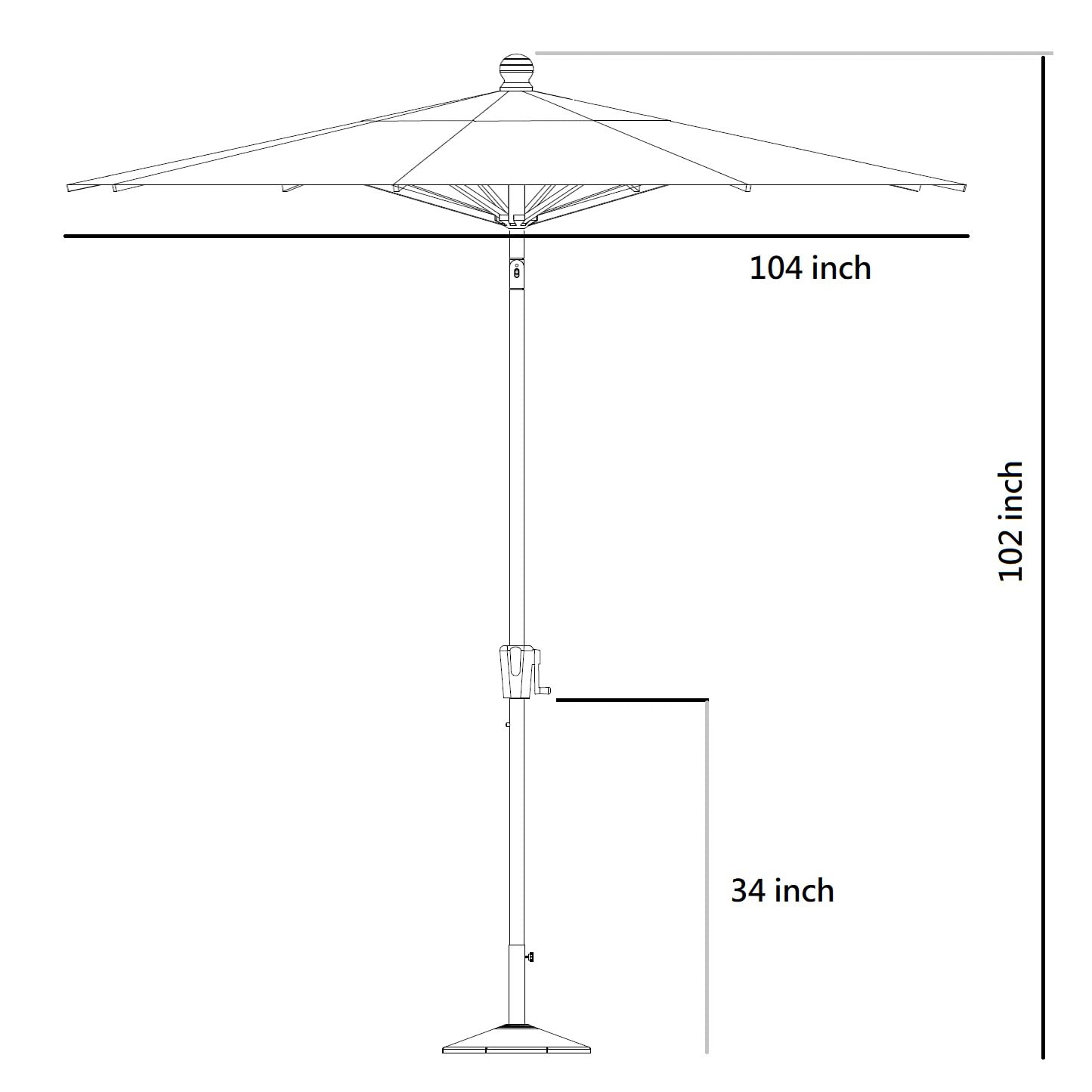 9FT Round Push Tilt Patio Umbrella with Black Sapphire Frame - Perfect for Outdoor Dining, Poolside Lounging & Backyard Shade