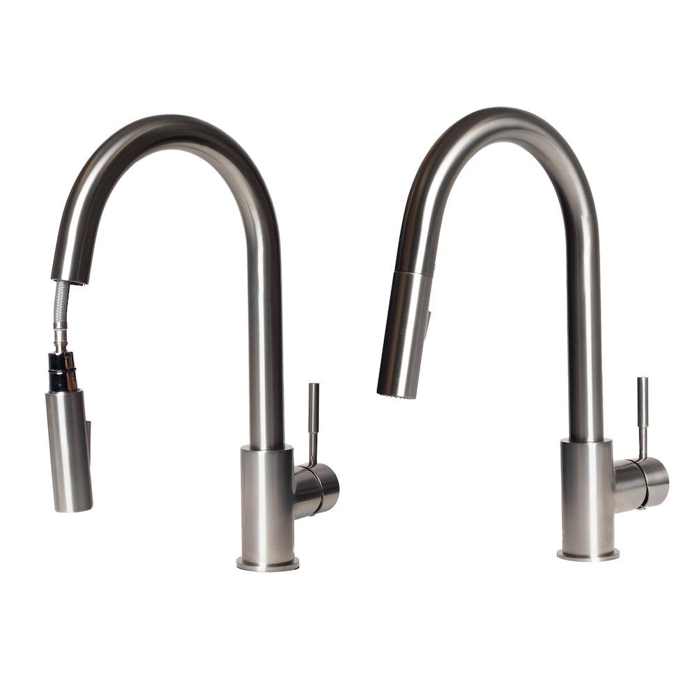 ZLINE Gemini Pull Down Single Handle Kitchen Faucet in Brushed Nickel - High Arc Modern Design for Easy Cleaning & Food Prep (GEM KF BN) | Perfect for Busy Home Cooks & Professional Chefs
