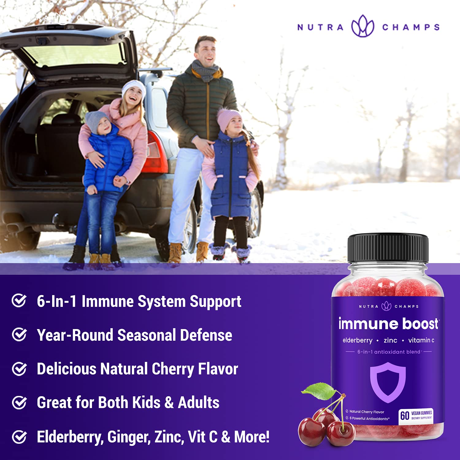 NutraChamps Vitamin C Gummies & Immune Support Gummies Bundle (4-Pack) - Delicious Immune Boosting Supplement for Kids & Adults - Perfect for Daily Wellness, Cold Season Protection & Travel Health