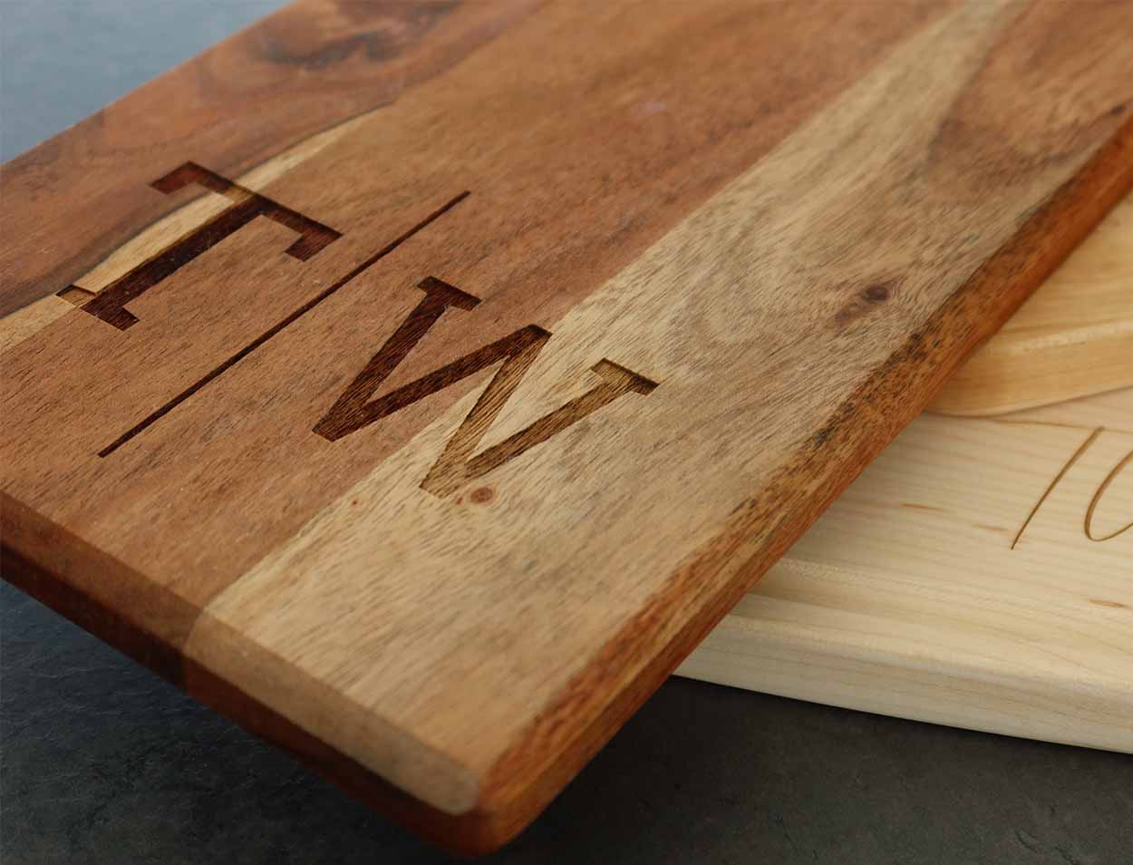 Personalized Acacia Bevel Board with Long Handle - 20