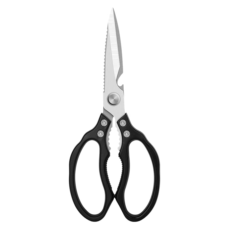 **Heavy Duty Kitchen Scissors - Sharp Stainless Steel Cooking Shears for Meat, Chicken, Fish, Poultry, Herbs & Bread - Dishwasher Safe Kitchen Accessories (Black) - Perfect for Meal Prep, Butchering & Food Trimming**