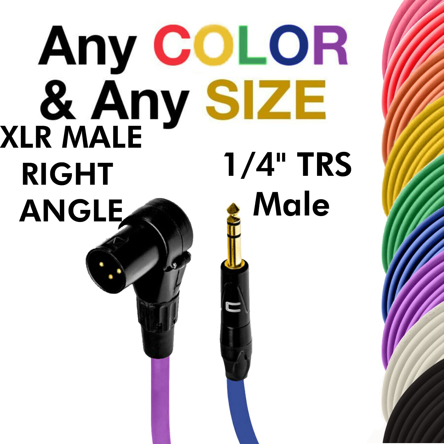 COLUBER CABLE 200ft Purple Right Angle XLR Male to 1/4