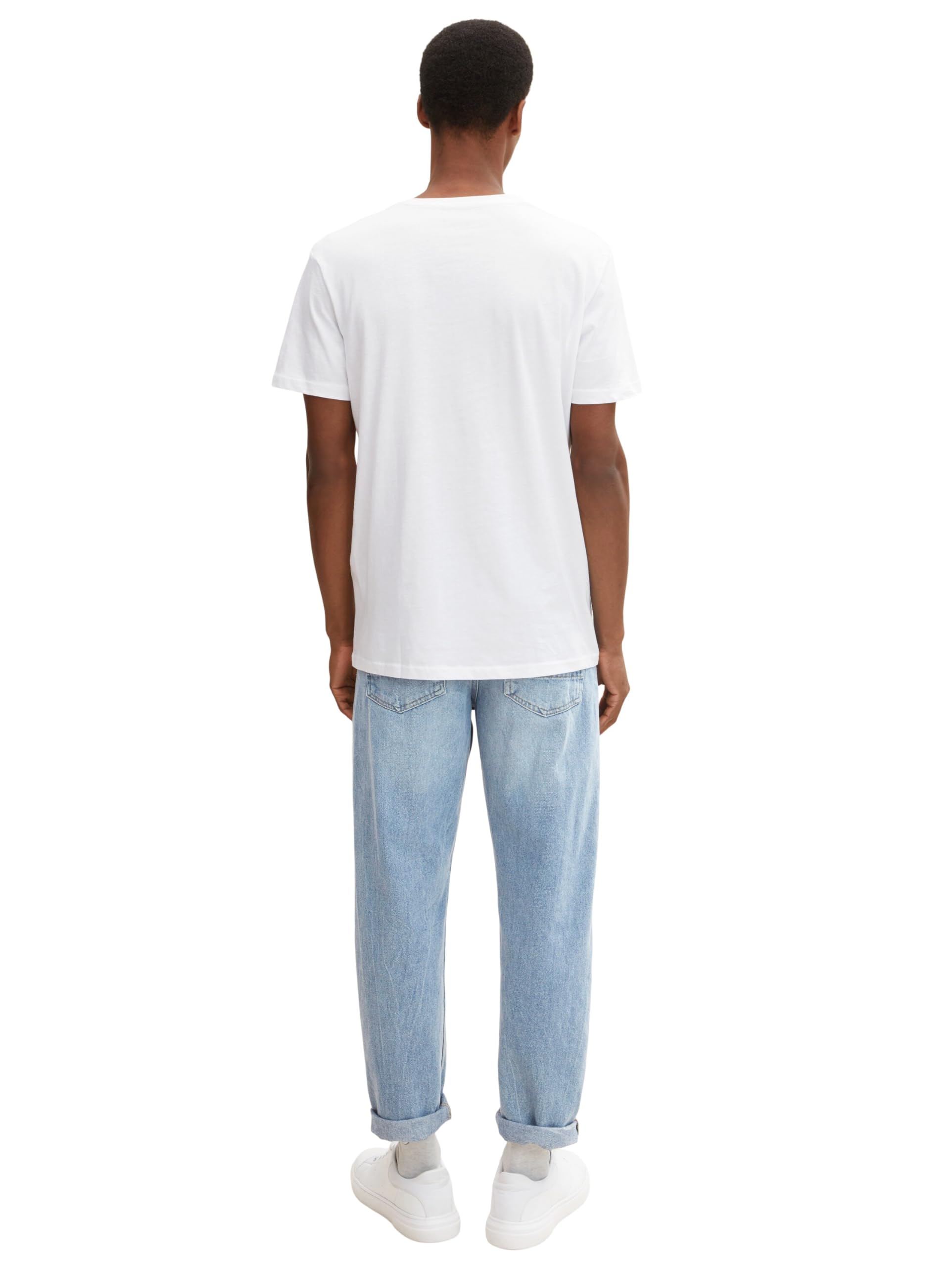 Tom Tailor Men's Crew Neck Double-Layer T-Shirt - White & Black Options | Casual Wear, Street Style, Everyday Comfort