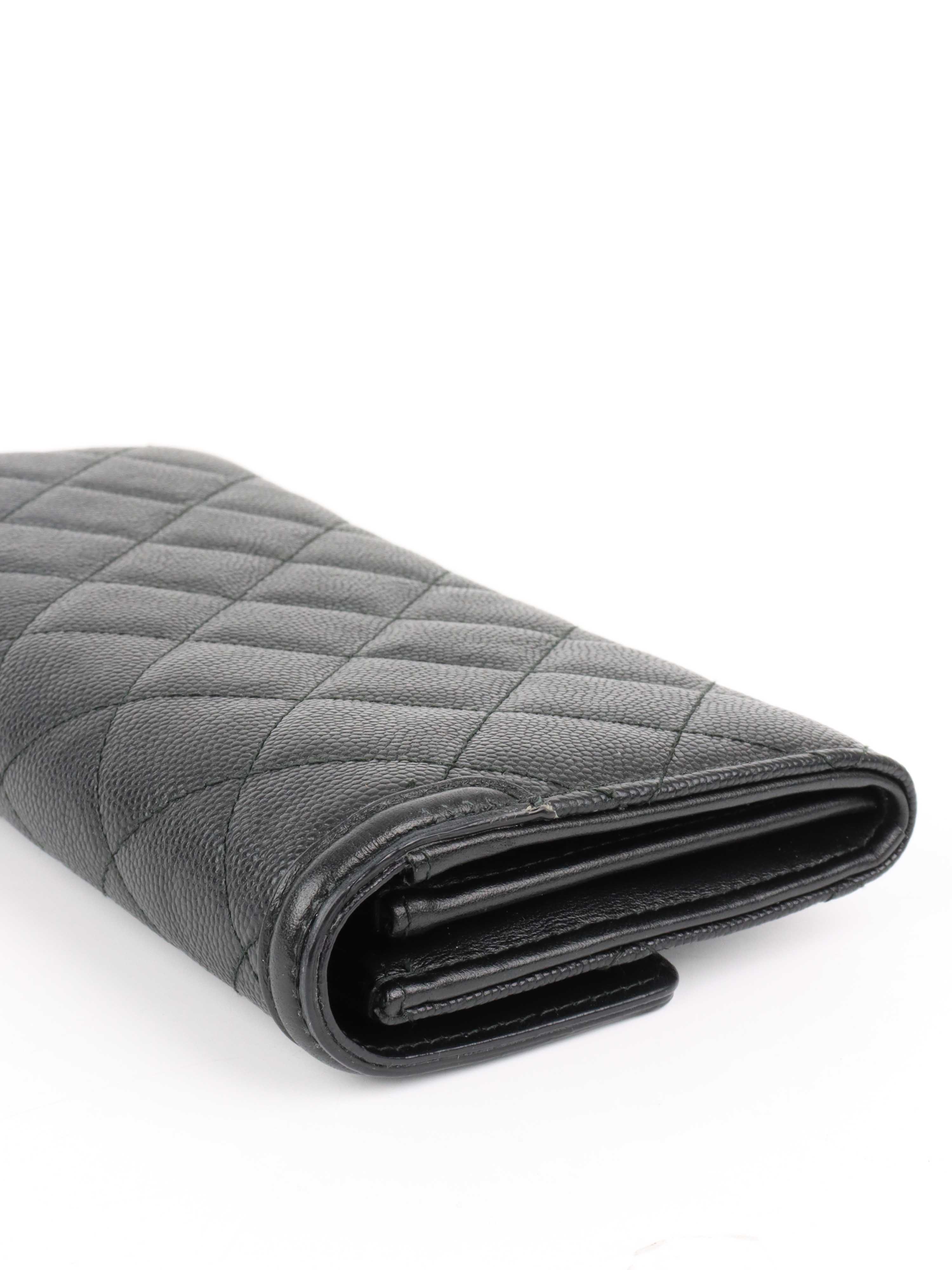 Chanel Black Caviar Leather Long Wallet for Women | Luxury Designer Clutch with Card Slots | Perfect for Everyday Use, Travel & Special Occasions