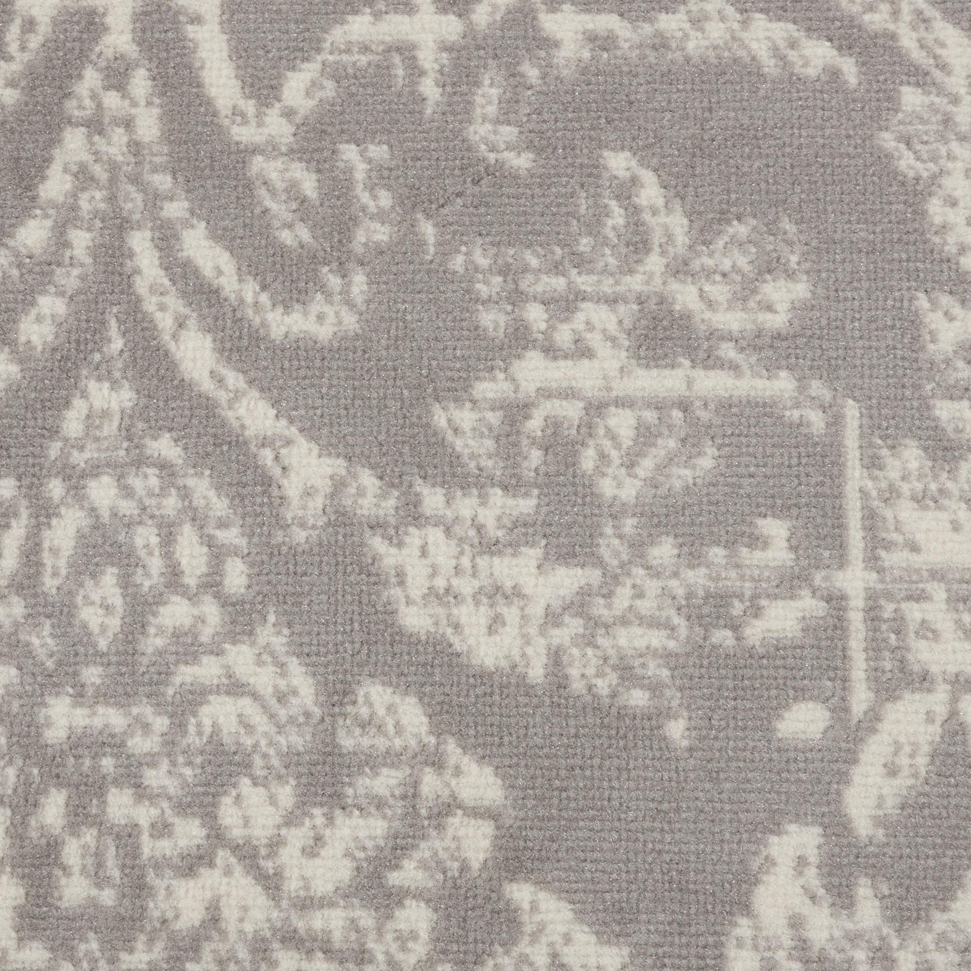 Nourison Jubilant Damask Grey 8' Round Area Rug - Easy Cleaning, Non-Shedding, Soft & Durable - Perfect for Bedroom, Living Room, Dining Room & Kitchen Decor (8' Round) - Ideal for Home, Office & High-Traffic Areas