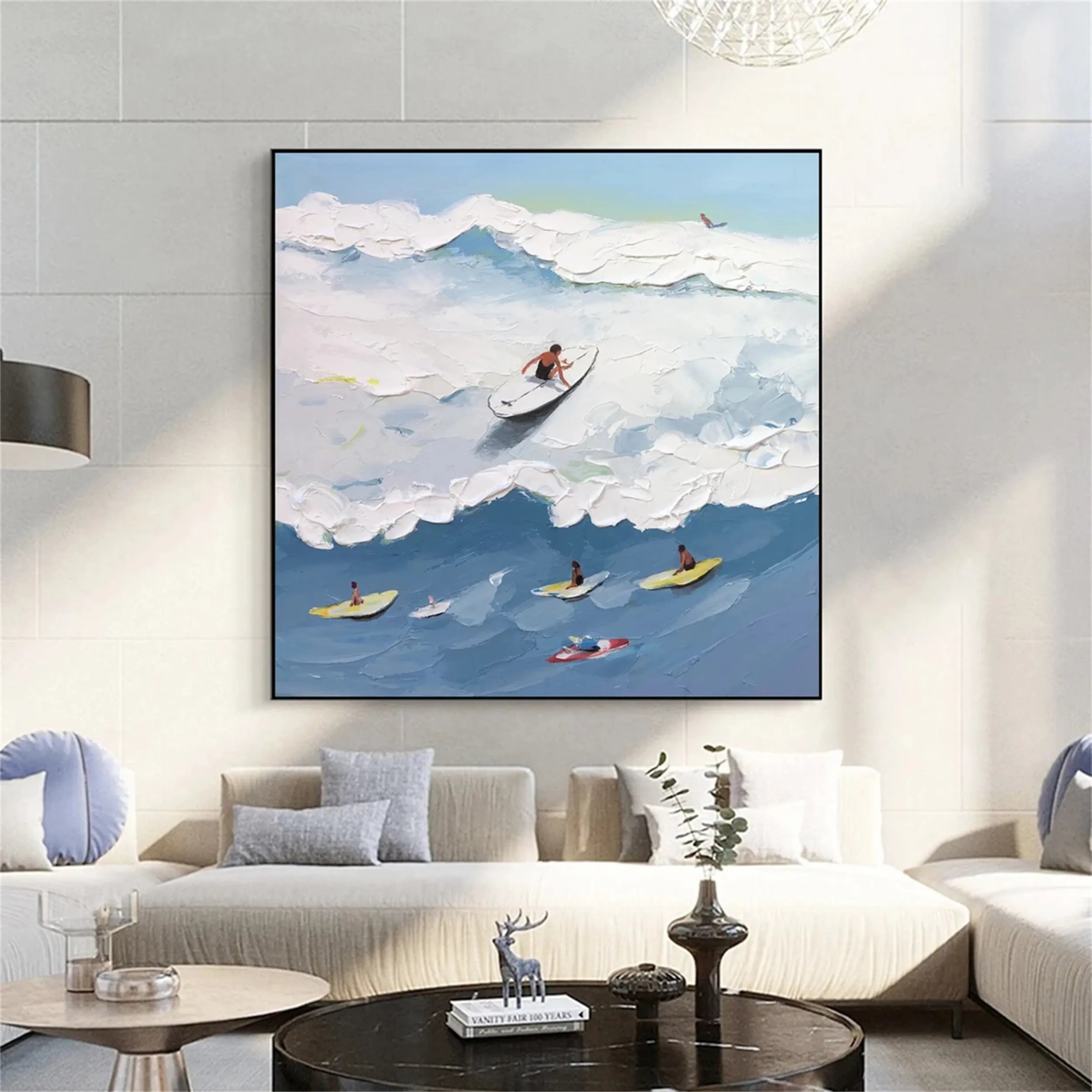 Seascape and Snowy Peak Landscape Painting - Wall Art Decor for Living Room, Bedroom, Office #SP017