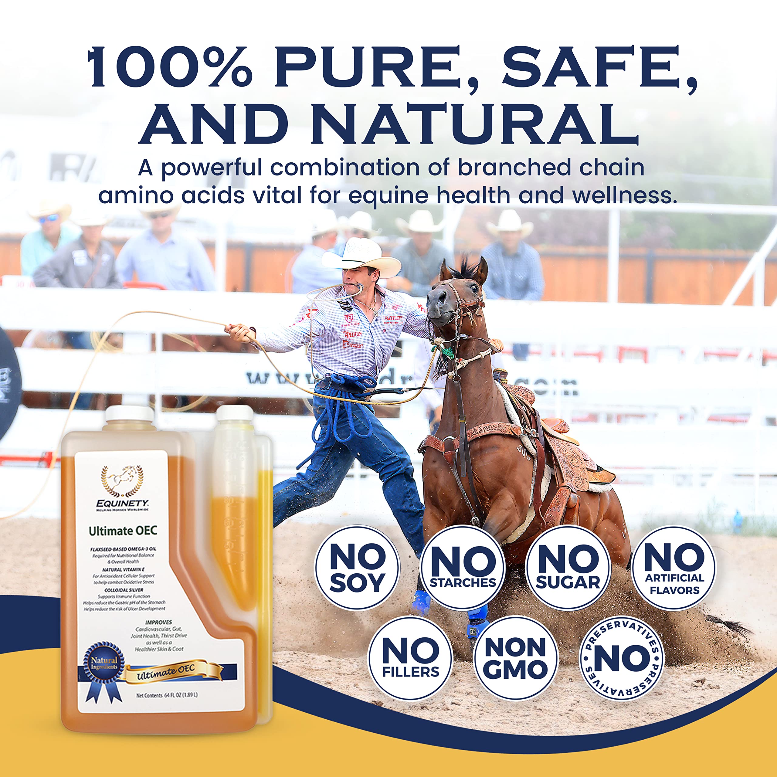 Premium OEC Horse Supplements - Omega 3 Flaxseed, Vitamin E & Coat Defense for Healthy Joints, Hooves & Shiny Coat | Vet-Approved Equine Supplement for Performance Horses & Senior Horses - Ideal for Training, Racing & Daily Care