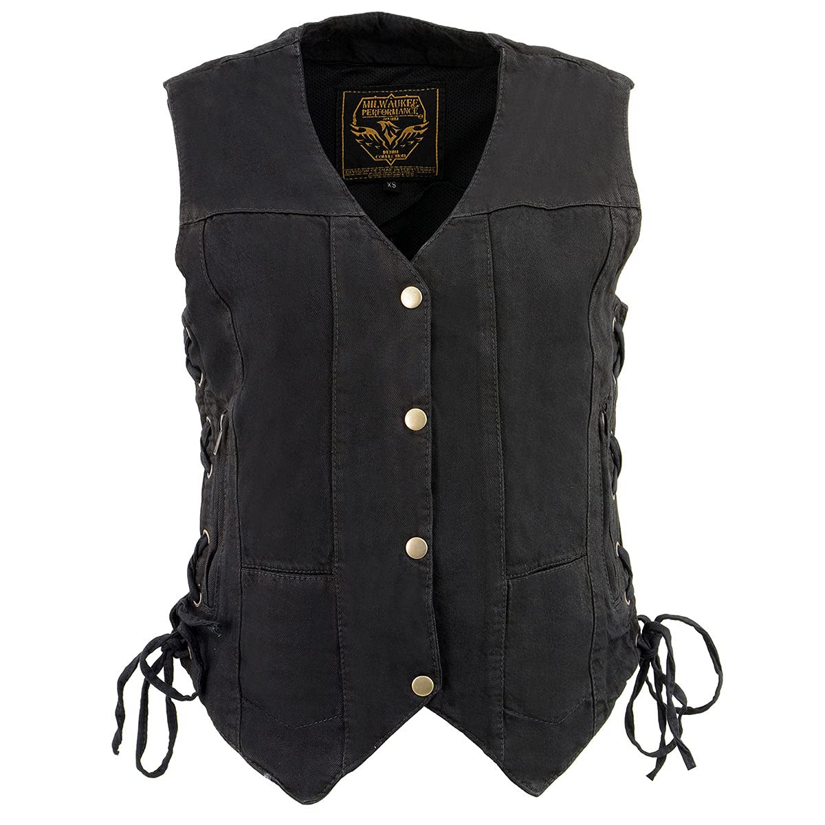 Milwaukee Leather Women's Premium Denim Motorcycle Vest for Riding - MDL Large Size | Comfortable & Stylish Biker Jacket for Harley, Cruiser & Touring Bikes