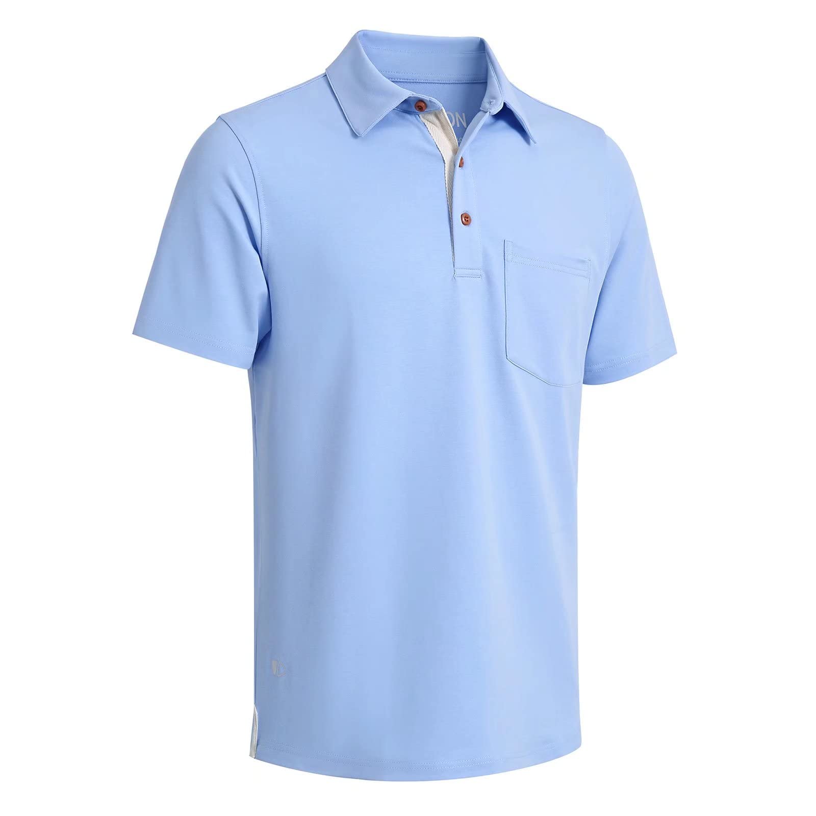 Men's Casual Cotton Blend Polo Shirts - Long & Short Sleeve Options with Pocket | Solid Color Drop Cut Collar Shirts for Business, Golf & Everyday Wear