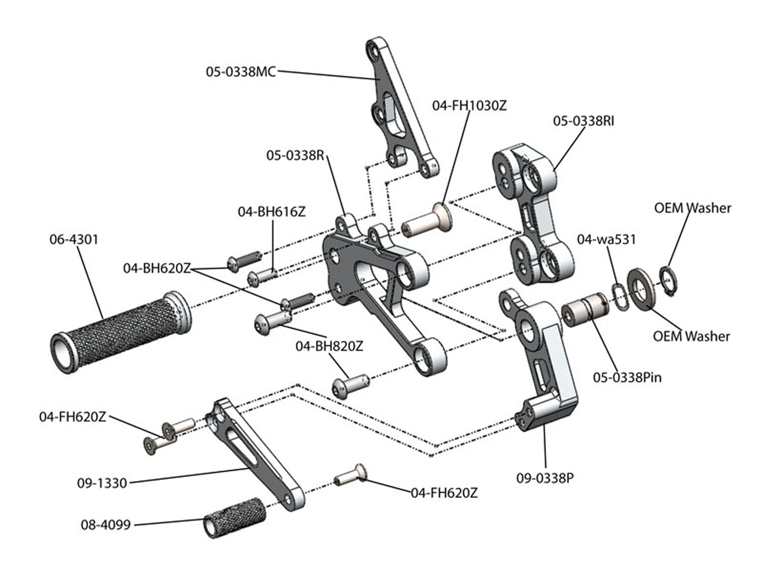 Honda CBR600RR Complete Rearset Foot Pegs Kit - High Performance Motorcycle Rear Sets for Racing & Street Riding - Perfect for Track Days & Custom Bike Builds