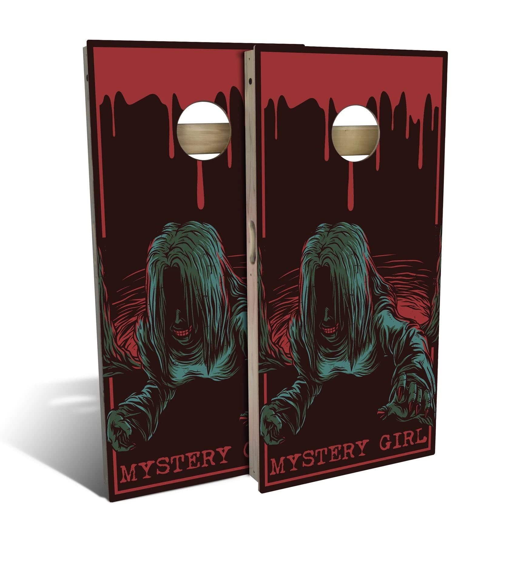 Skip's Garage Mystery Girl Cornhole Board Set - 2 Boards & 8 Bags - Custom Size & Accessories - Perfect for Backyard Parties, Tailgating, and Outdoor Games