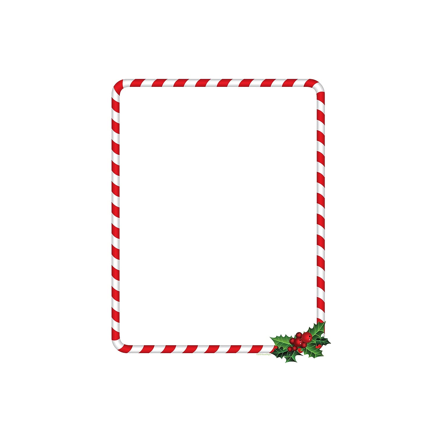 Candy Cane Holly Holiday Letterhead Paper - 8.5
