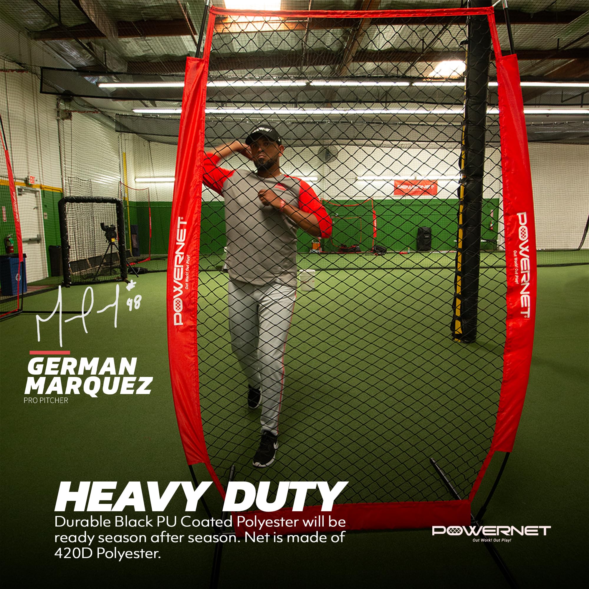 PowerNet Baseball Training Net - Portable 7-FT I-Frame & A-Frame Softball Batting Practice Screen | Pitching & Fielding Drills for Backyard, Team Practice & Solo Training