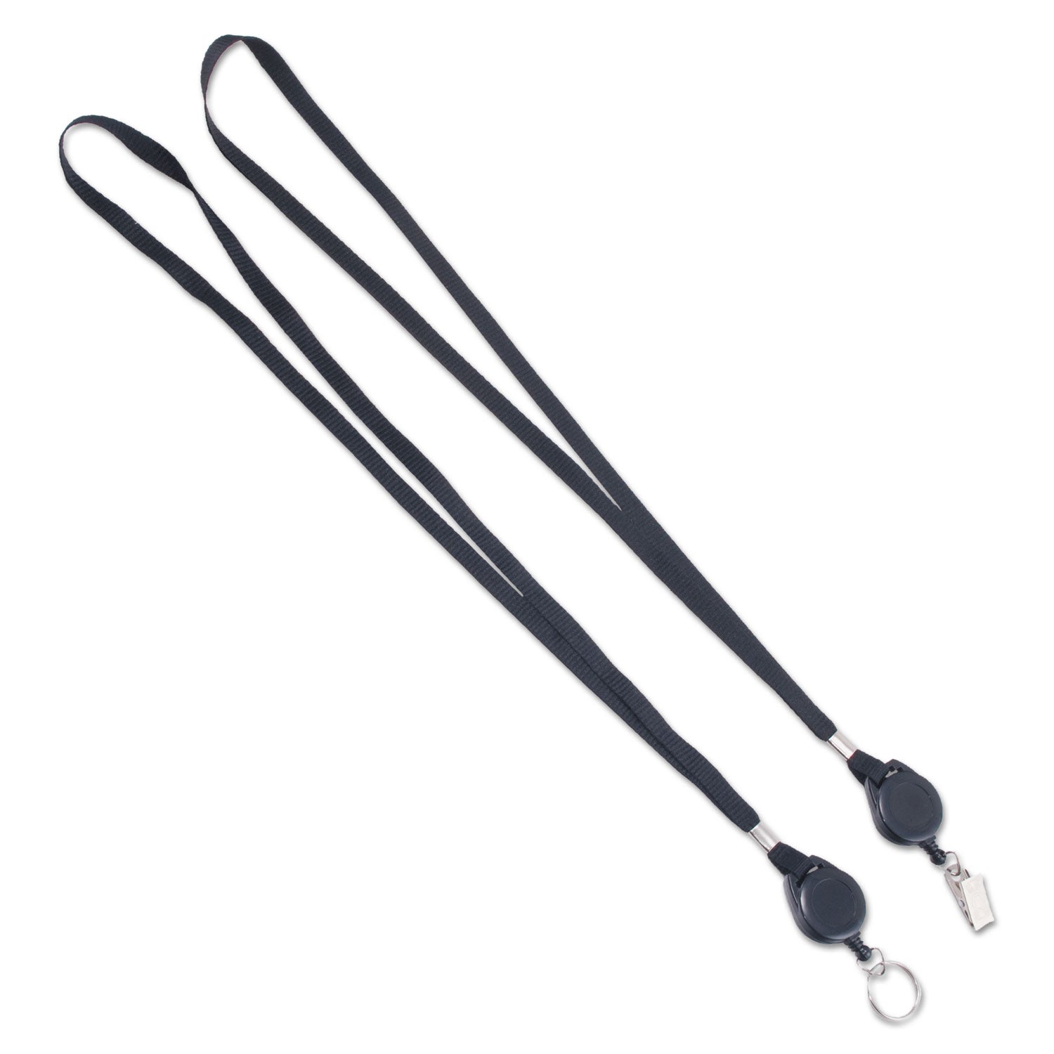 Advantus Retractable ID Badge Reels with Metal Split Ring - 34 Inch Black Lanyards (Pack of 12) for Office, Events, Conventions & Security Personnel