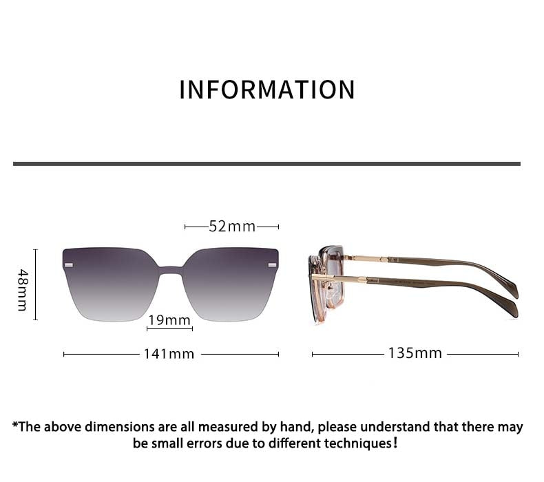 CCspace Full Rim Square Cat Eye Titanium Eyeglasses with Clip-On Sunglasses - Lightweight & Durable Frame for Women & Men - Perfect for Reading, Driving & Fashion Accessories