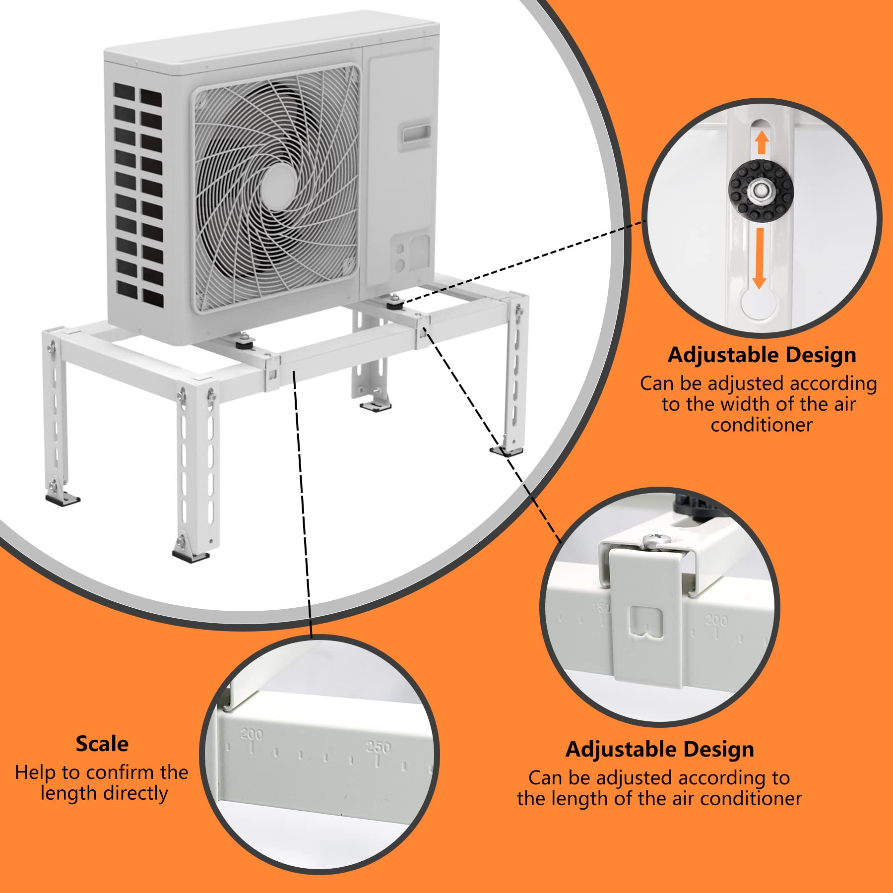 GCGOODS Heavy Duty Mini Split Ground Stand - Supports 9,000-18,000 BTU Ductless AC/Heat Pump Systems with 400 LB Capacity | Outdoor Installation for Homes & Businesses