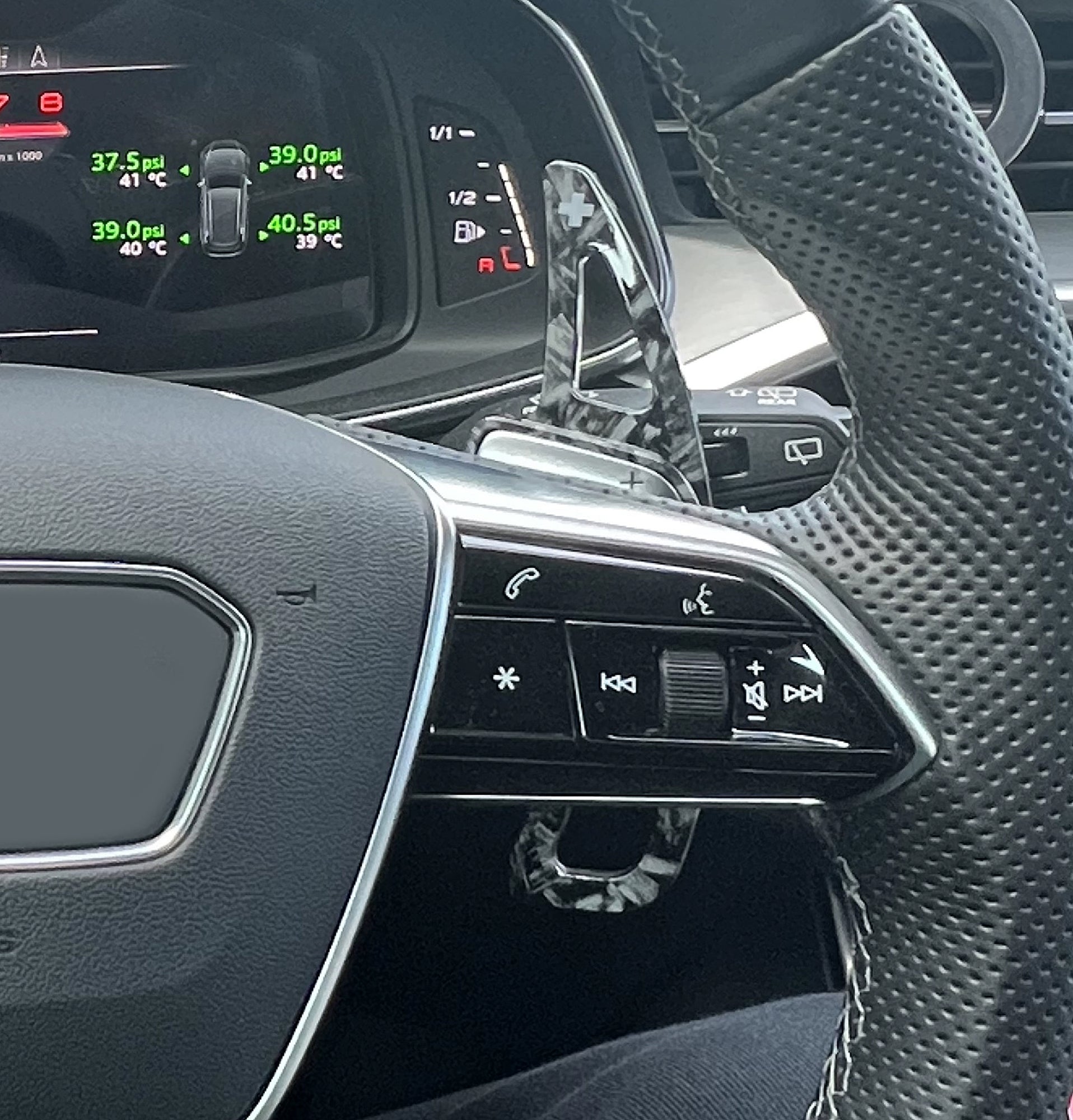 Premium Forged Carbon Fiber Steering Wheel Paddle Shifters for Audi A3 A4 A5 A7 Q5 Q7 - Upgrade Your Driving Experience with Sporty Gear Shifting (Perfect for Racing & Performance Driving)