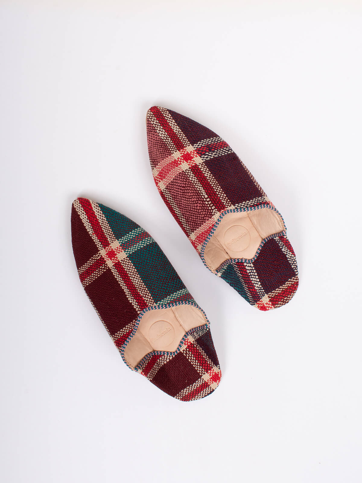 Authentic Moroccan Boujad Pointed Babouche Slippers - Handmade Leather Ourika Check Design | Comfortable House Shoes for Women & Men | Perfect for Home, Lounge & Cultural Events