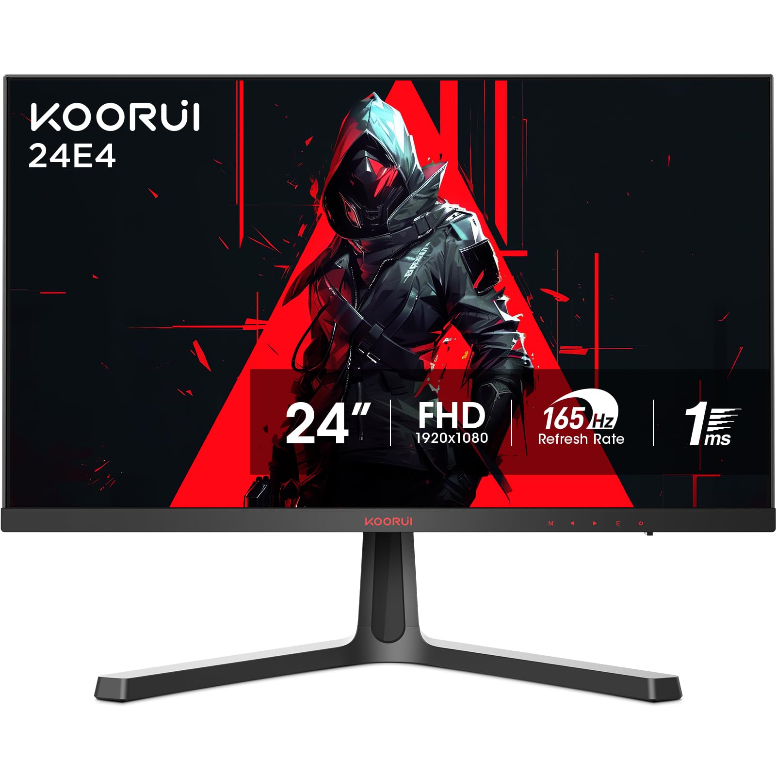 KOORUI 24 Inch FHD 1080P 165Hz Gaming Monitor with 1ms Response Time, AdaptiveSync Technology, Ultra-Thin VA LED Display, Dual HDMI & DP Ports, VESA Mount Compatible, Tilt Adjustable - Ideal for Esports, Home Office & Multimedia Entertainment