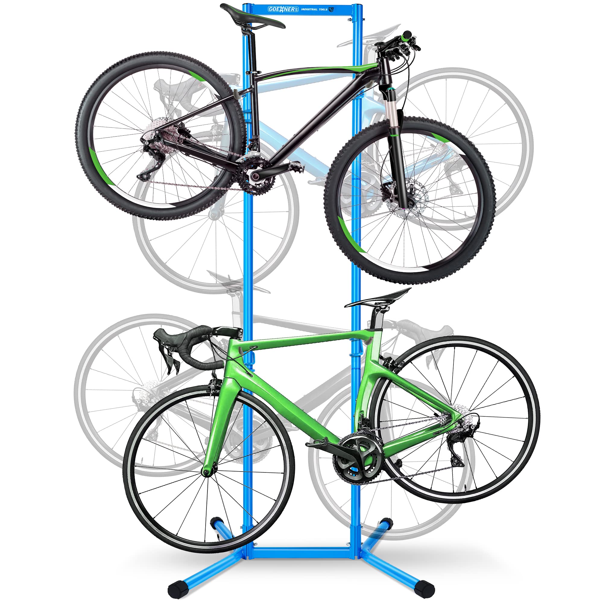 4 Bike Rack Garage Stand (Max 240lb Capacity) - Adjustable Freestanding Vertical Bike Storage Organizer for Indoor Use | No Drill Installation | Fits All Bike Styles | Perfect for Home, Garage & Apartment Storage