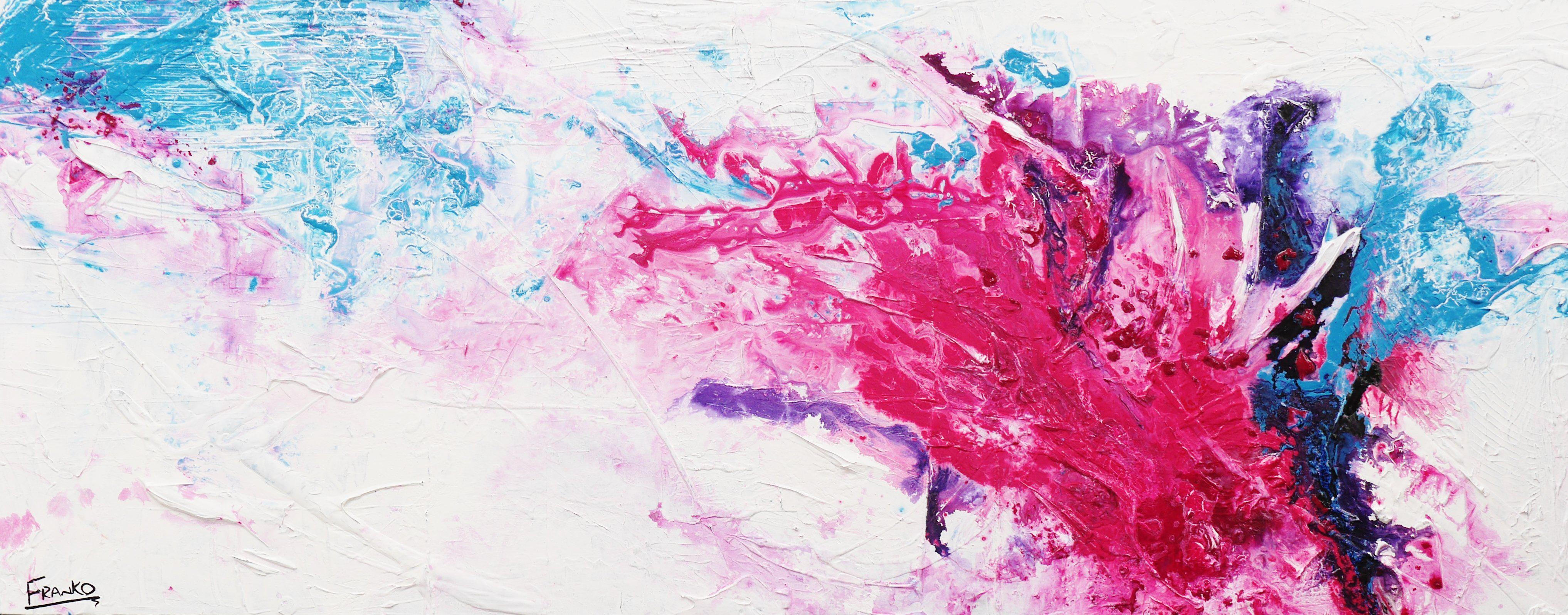 Blossom Possum 200cm x 80cm White Pink Abstract Canvas Art - Modern Wall Decor for Living Room, Bedroom & Office