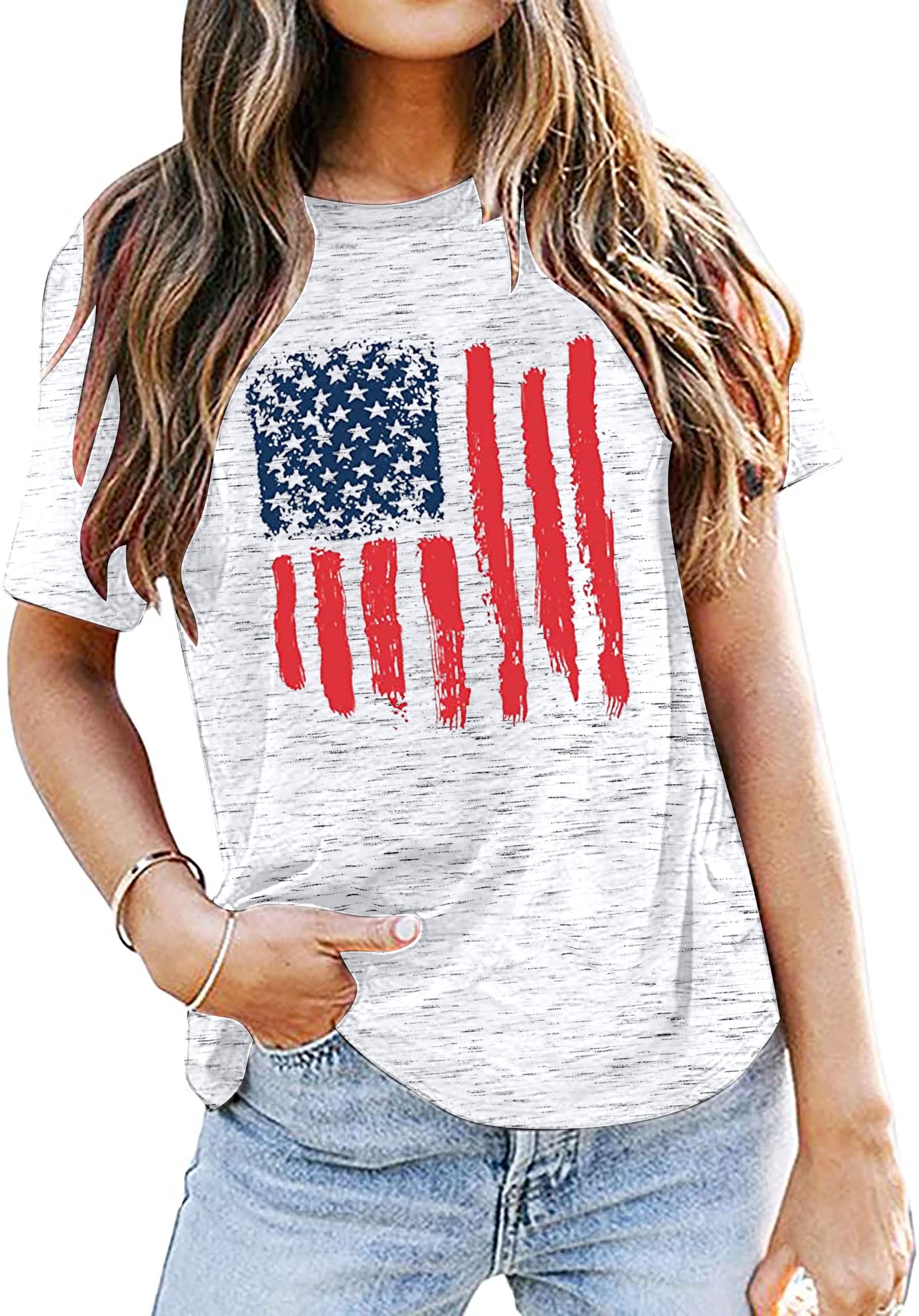 American Flag T-Shirt for Women - Patriotic 4th of July Independence Day Short Sleeve Top | Casual Wear, Festive Outfits & Holiday Celebrations