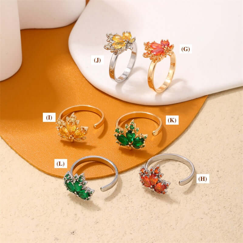 Autumn Fall Maple Leaf Adjustable Ring - GS042 | Vintage Nature Inspired Jewelry for Women | Perfect for Thanksgiving, Halloween & Cozy Fall Outfits