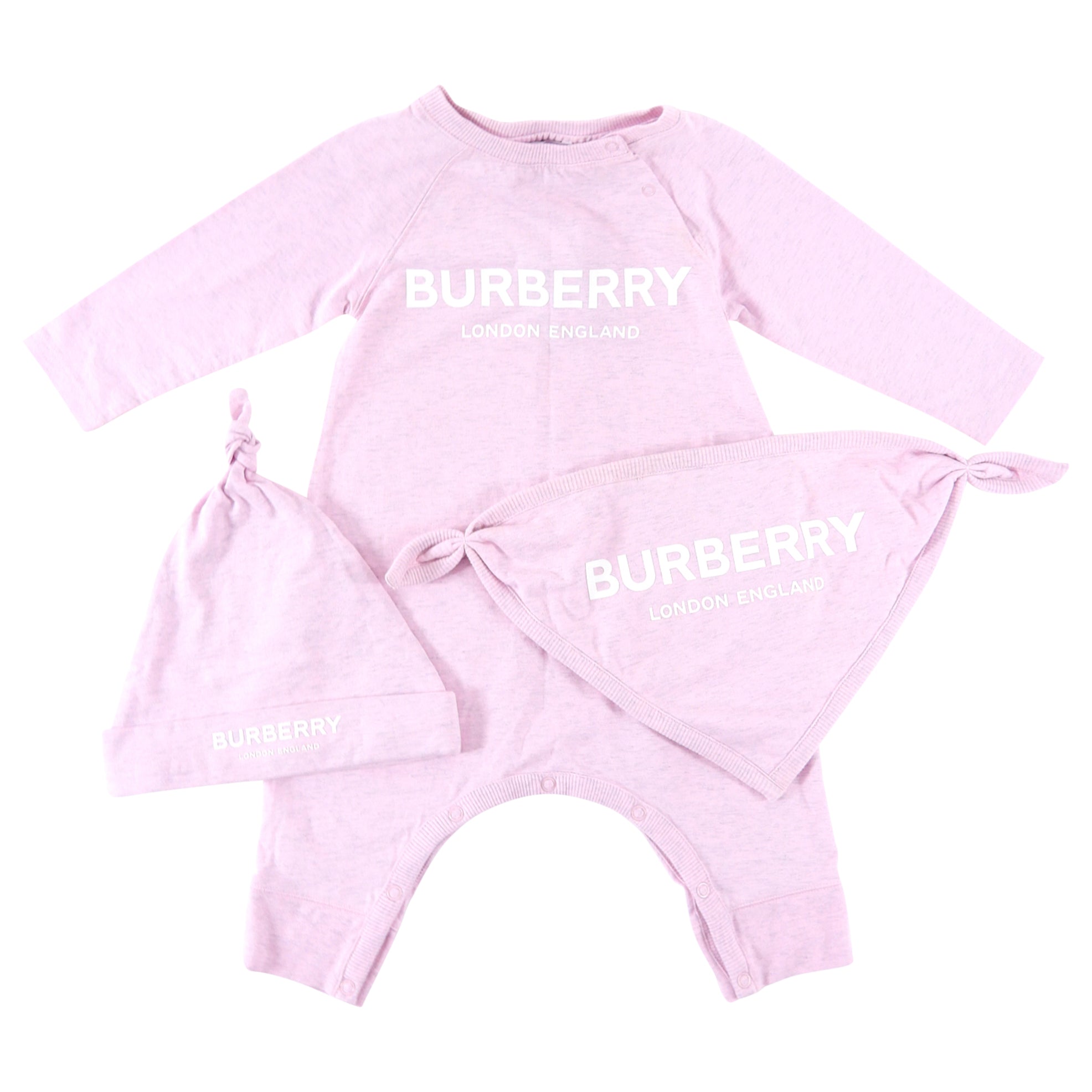 Burberry Baby Gift Set - 4-Piece Pink Baby Essentials with White Zip Pouch | Newborn Care, Baby Shower Gift, Travel Organizer