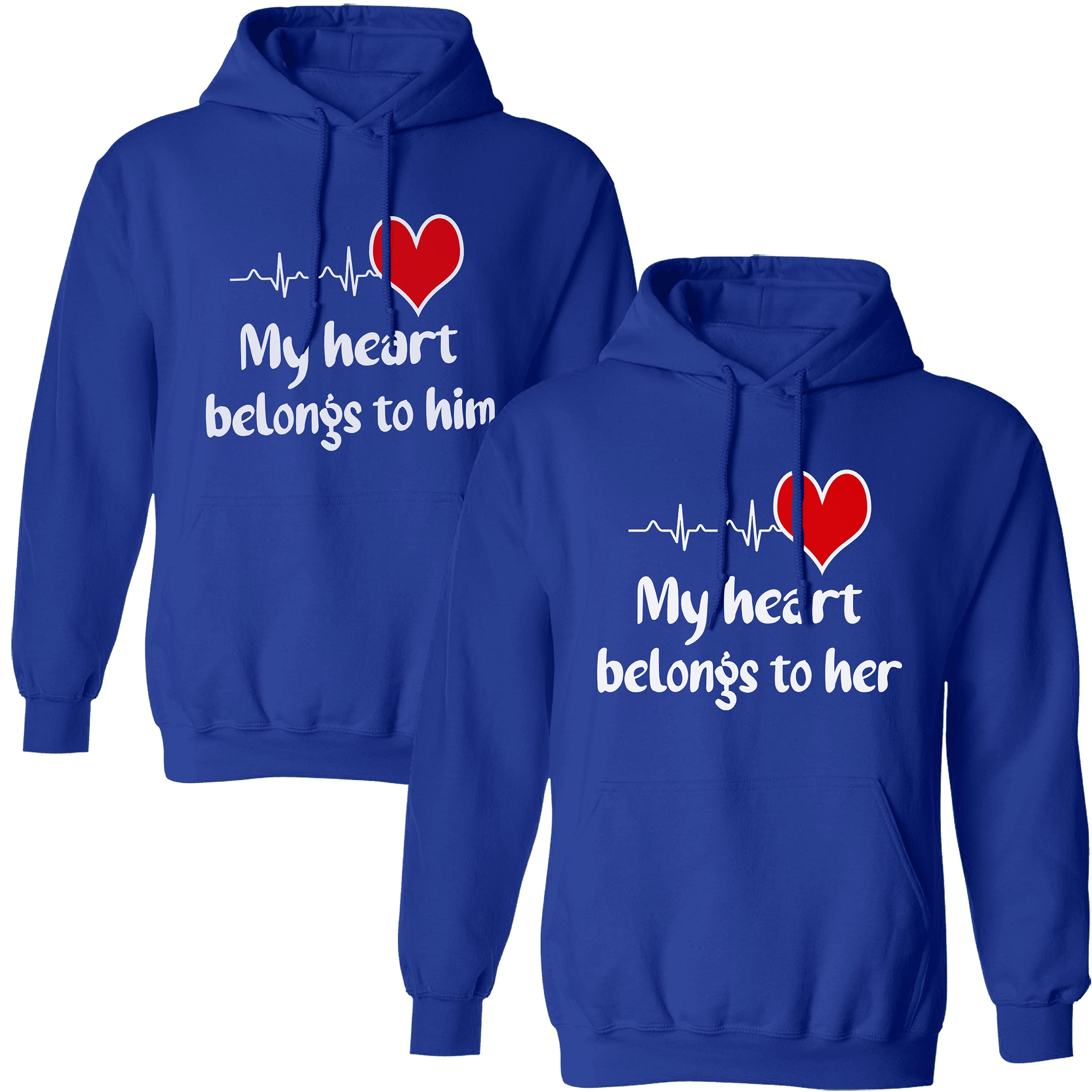 Best Family Gifts: My Heart Belongs To Him/Her Unisex Hoodies For Couples - Perfect For Date Nights & Cozy Evenings