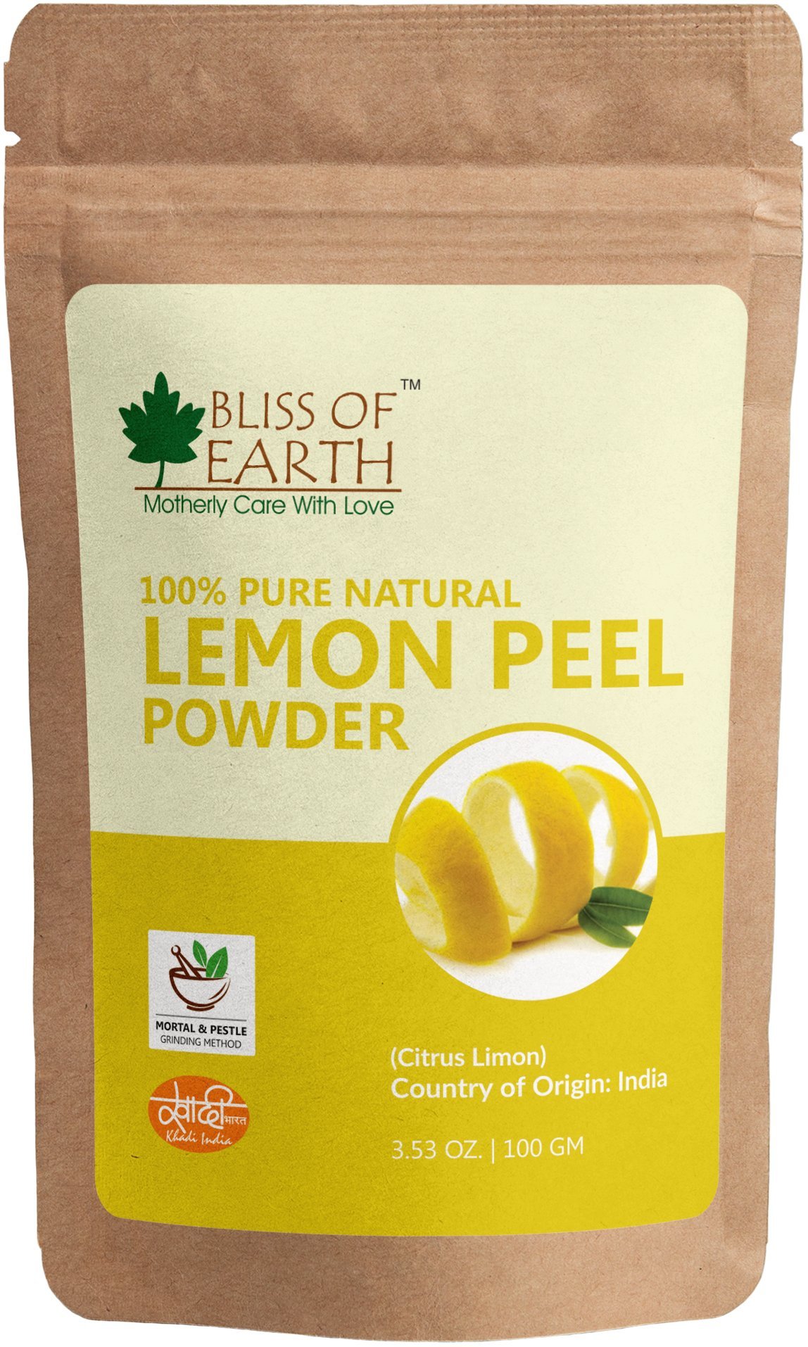 Bliss of Earth® 100% Pure Lemon Peel Powder for Skin Brightening, Acne Treatment & Face Care (100g) - Natural Exfoliator for Glowing Skin, DIY Face Masks & Homemade Beauty Recipes