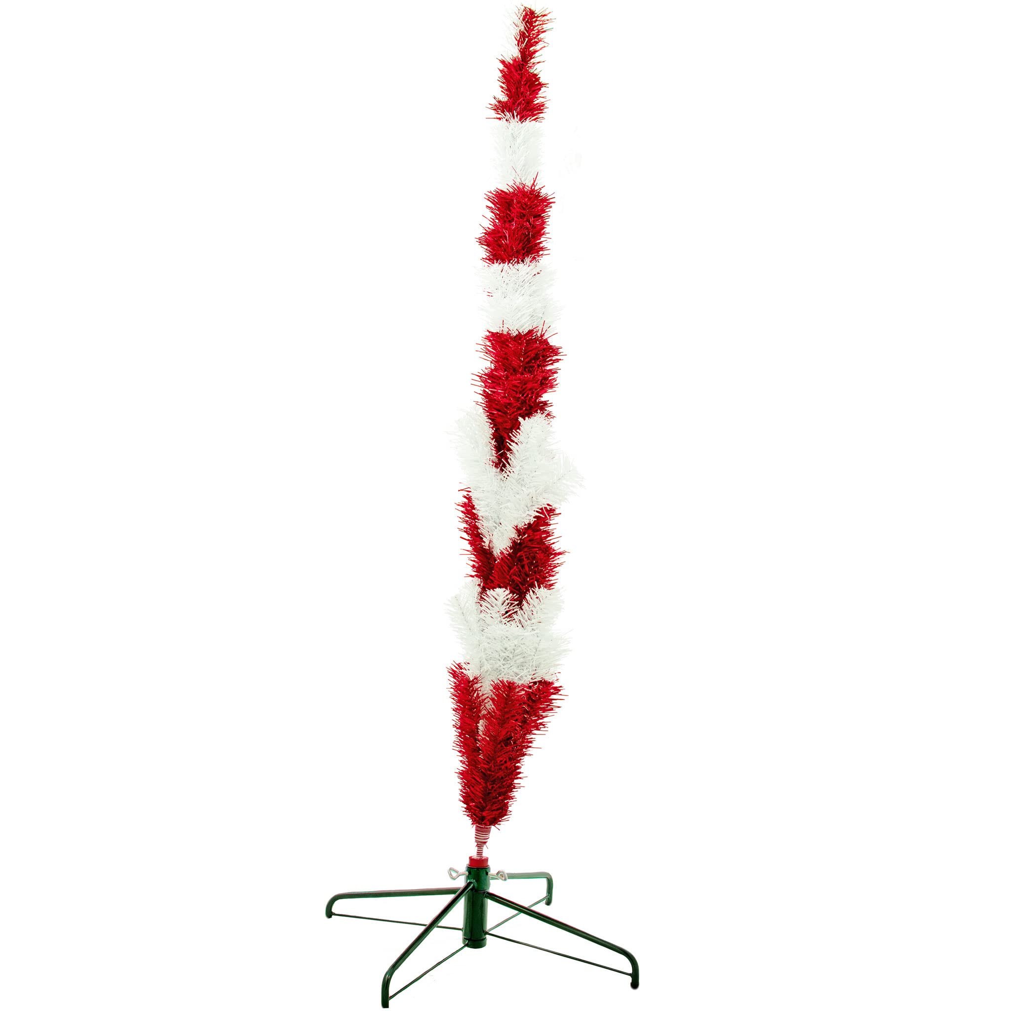 5FT Red and White Tinsel Christmas Tree - Artificial Indoor/Outdoor Holiday Decor Inspired by Dr. Seuss' The Cat in The Hat - Includes Stand - Perfect for Tabletop, Home, Office, and Party Decorations