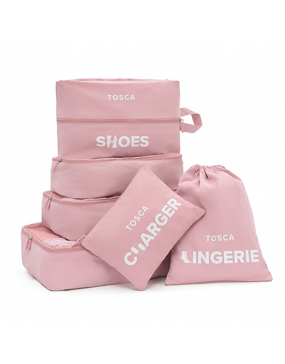 Tosca TCA801 C 6-Piece Packing Set in Pink - Perfect for Travel, Storage & Organization