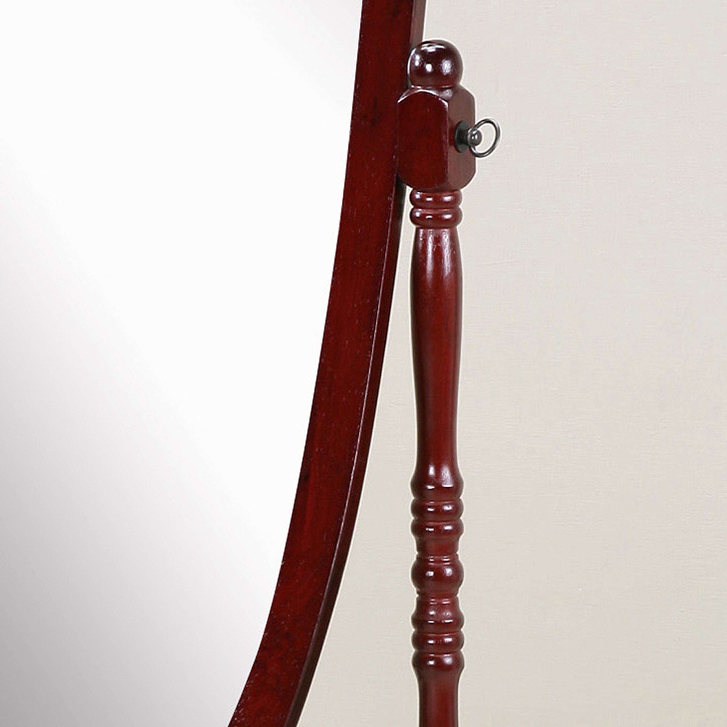 Roundhill Furniture Traditional Queen Anne Style Wood Floor Cheval Mirror - Full-Length Standing Mirror for Bedroom, Living Room & Dressing Area