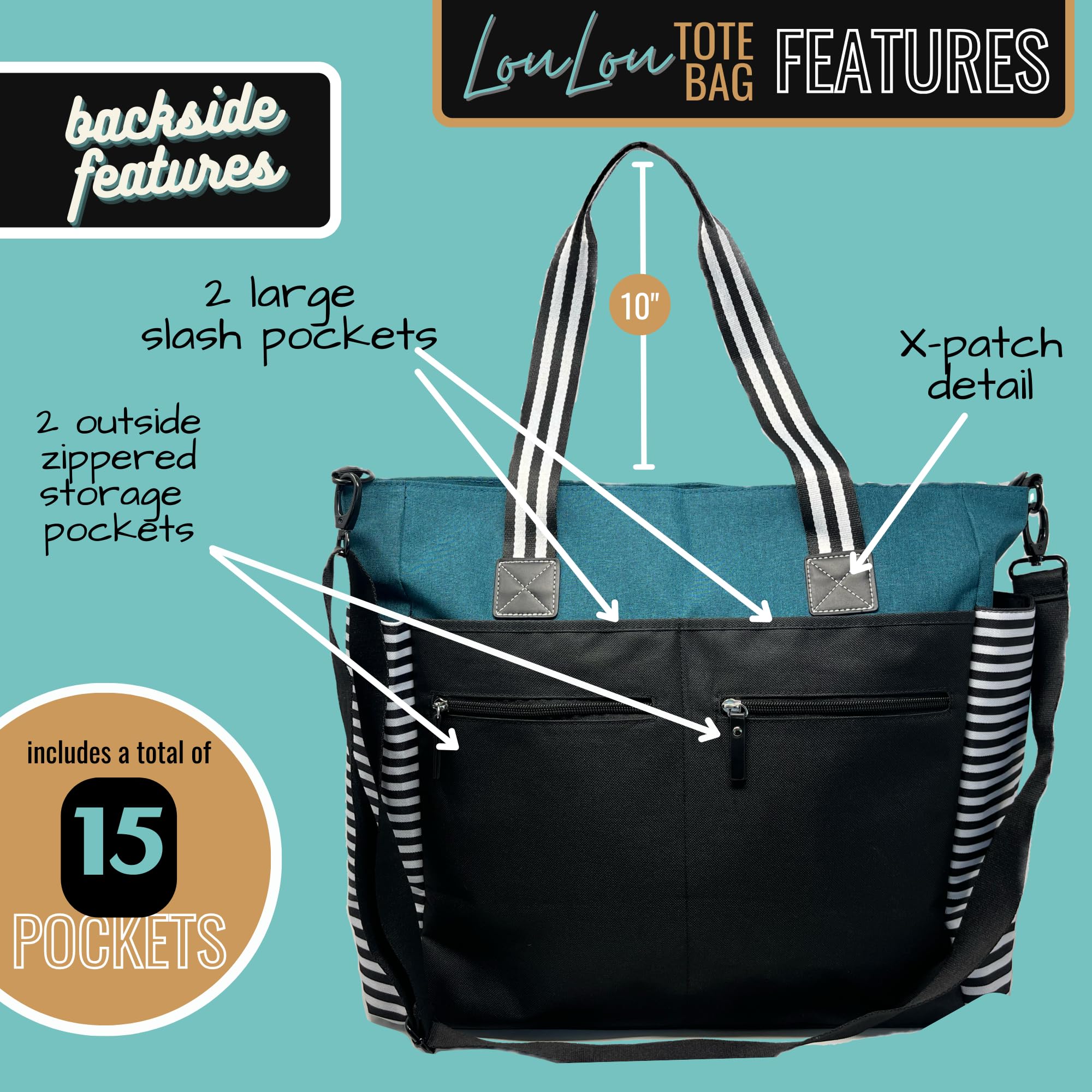 Custom Personalized Laptop Tote Bag for Women - Durable Work & Travel Computer Bag with Zipper Closure & Interior Pockets (Teal) - Perfect for Office, Business Trips & Daily Commute