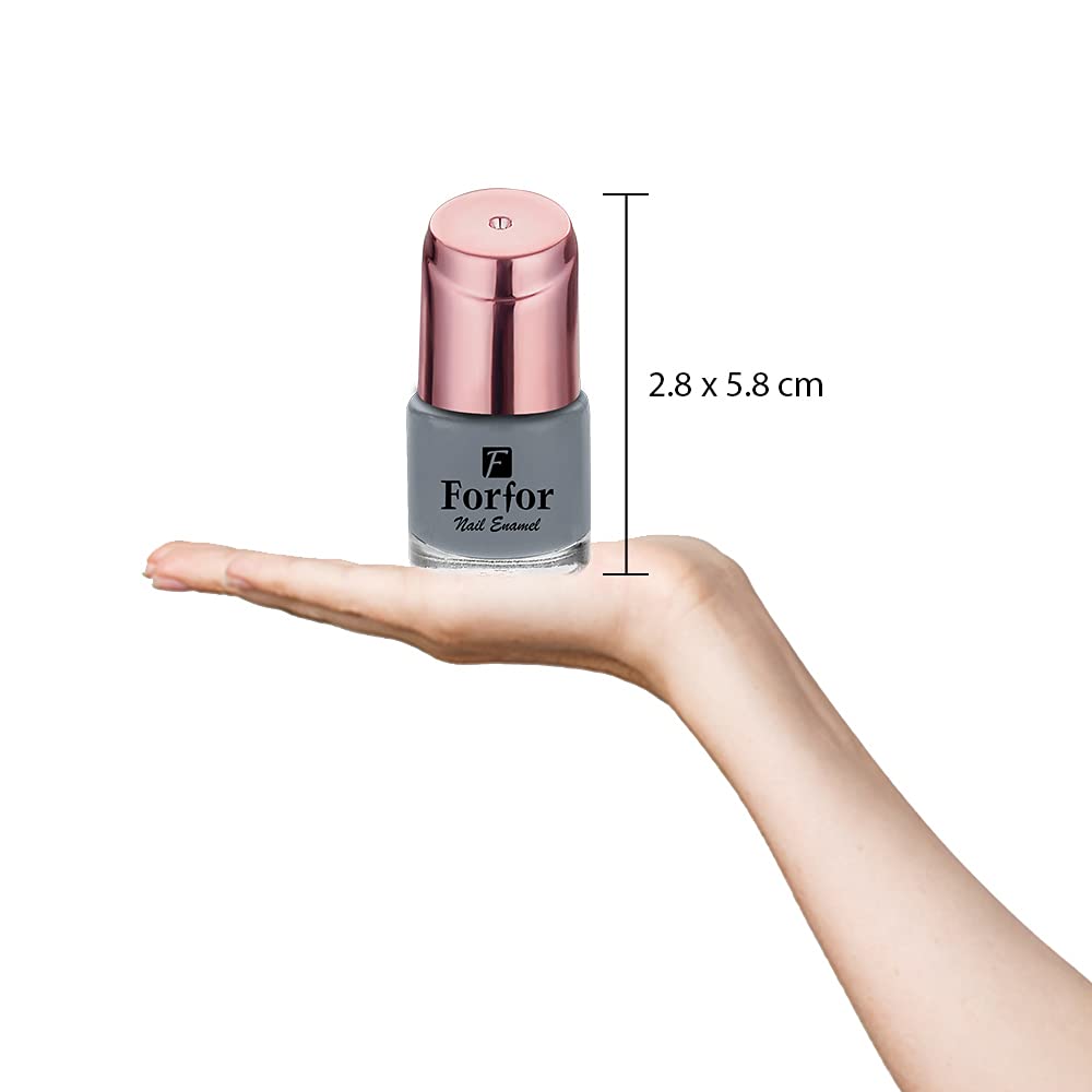 FORFOR® Perfect Stay Glossy Nail Polish - Stunner Grey | Long-Lasting Chip-Resistant Nail Lacquer | Salon-Quality at Home | Perfect for Parties, Weddings & Everyday Wear